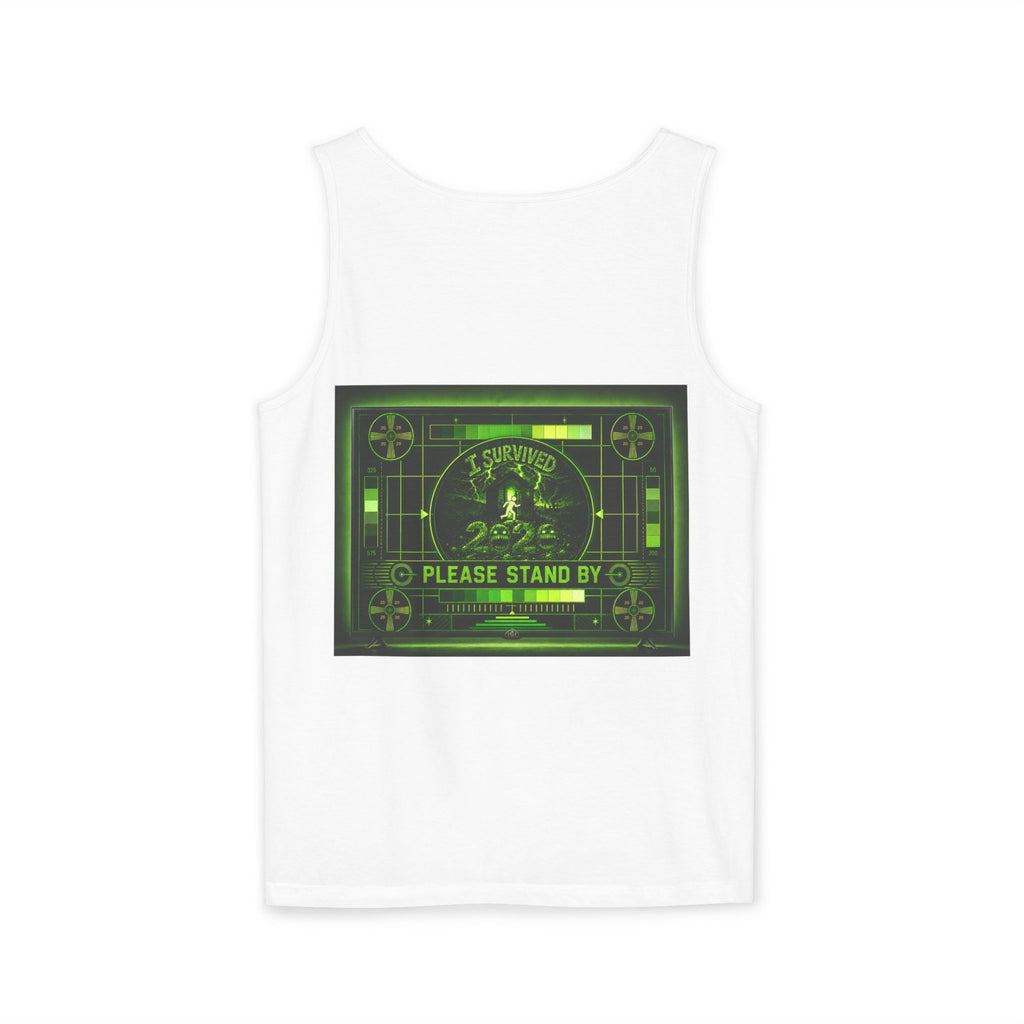 I Survived 2020 — "Please Stand By" Test Pattern Toxic Signal Tee Summer Premiere Unisex Garment-Dyed Tank Top