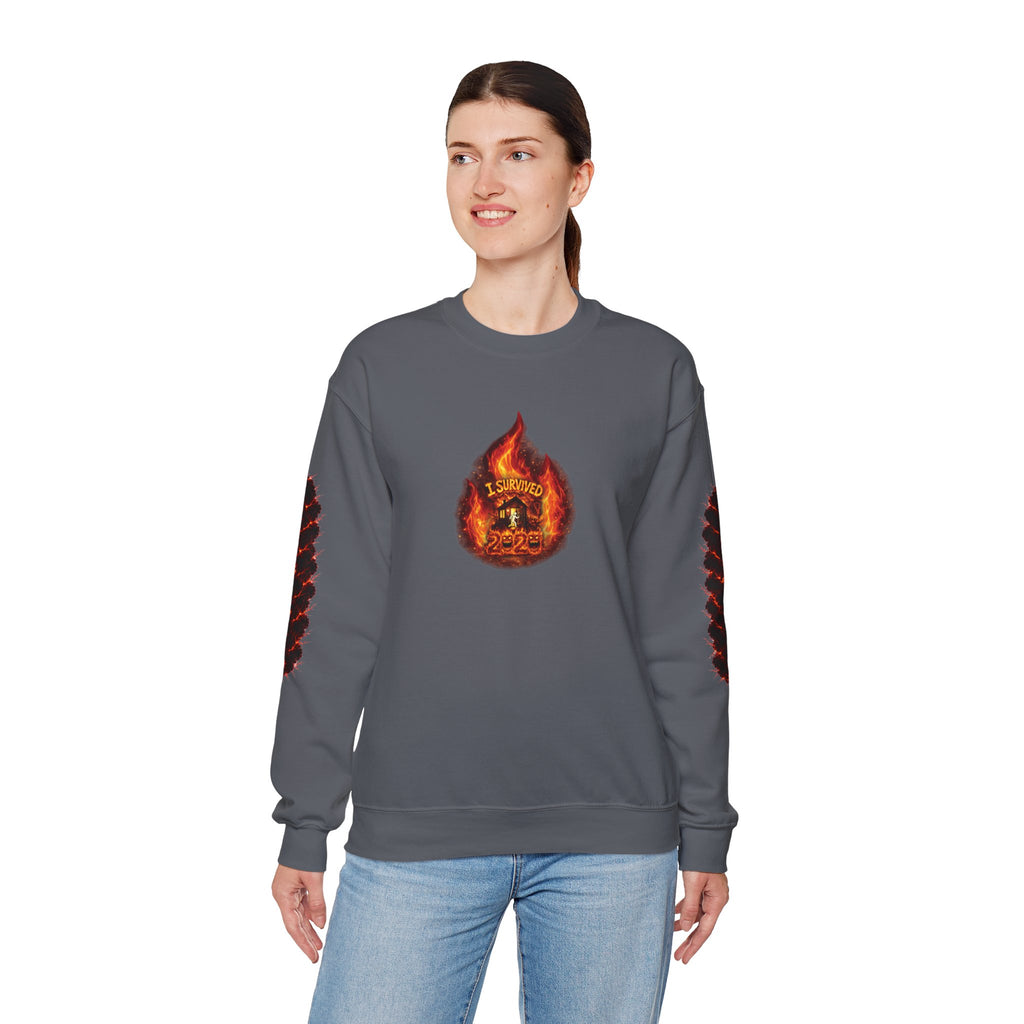 I Survived 2020 — WILDFIRES S2:E4: Director's Cut "Western U.S. Wildfire Season" Memorial Unisex Heavy Blend™ Crewneck Sweatshirt