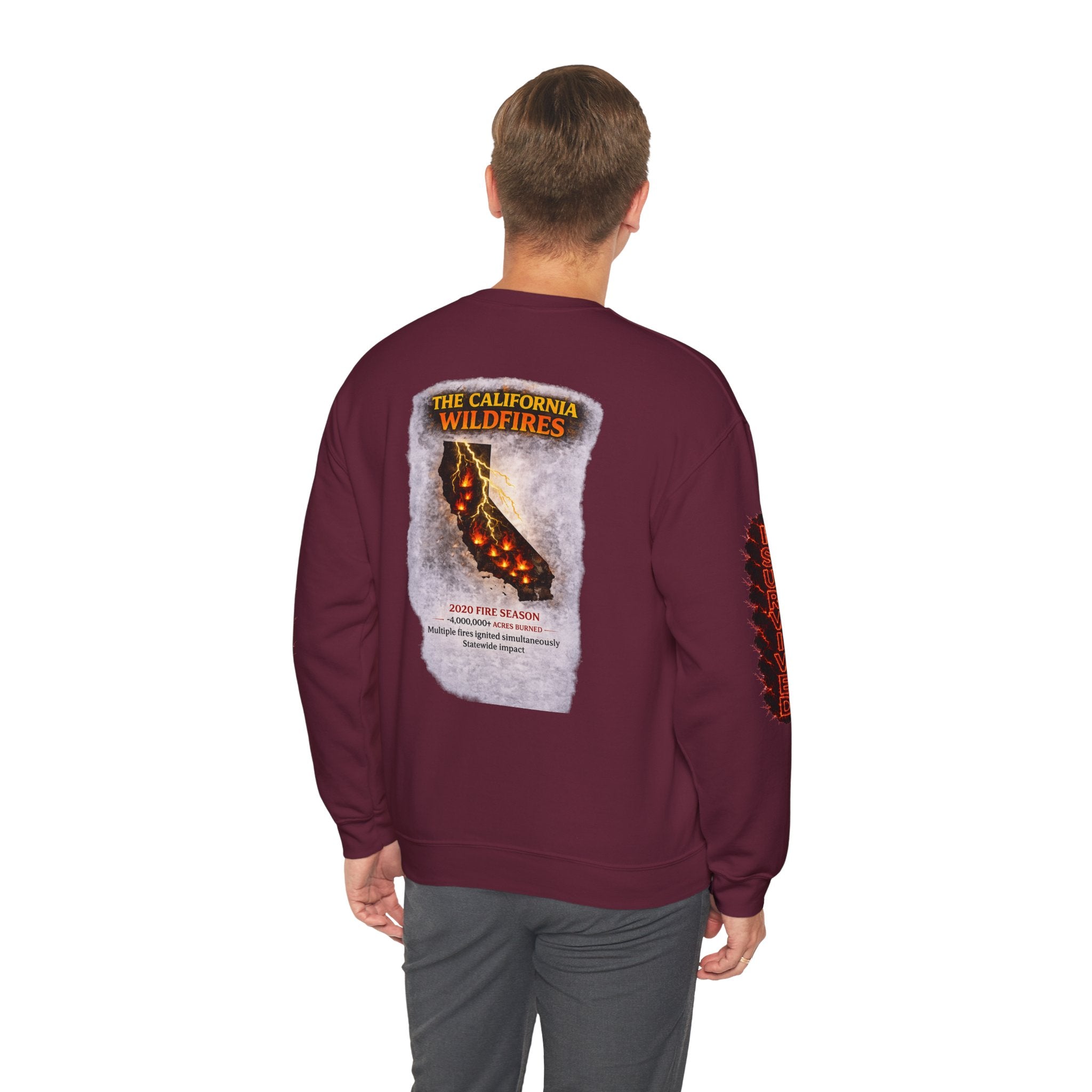 I Survived 2020 — Director's Cut S2:E3 "The California Wildfires" | Wildfire Edition Memorial Unisex Heavy Blend™ Crewneck Sweatshirt