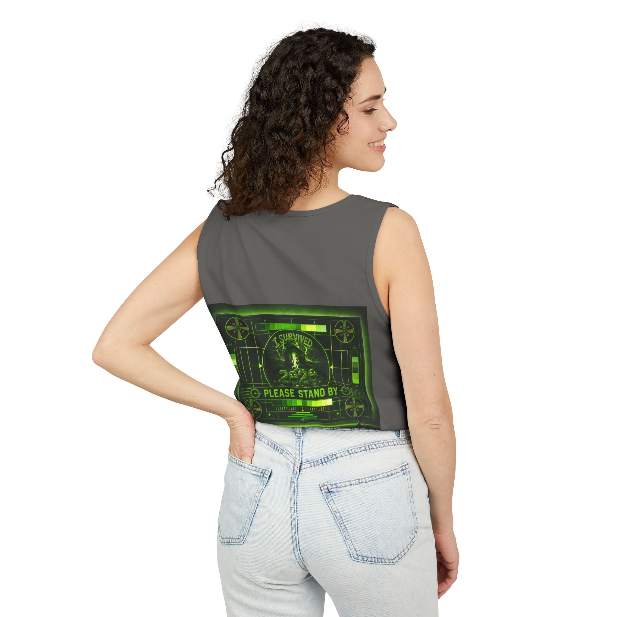 I Survived 2020 — "Please Stand By" Test Pattern Toxic Signal Tee Summer Premiere Unisex Garment-Dyed Tank Top