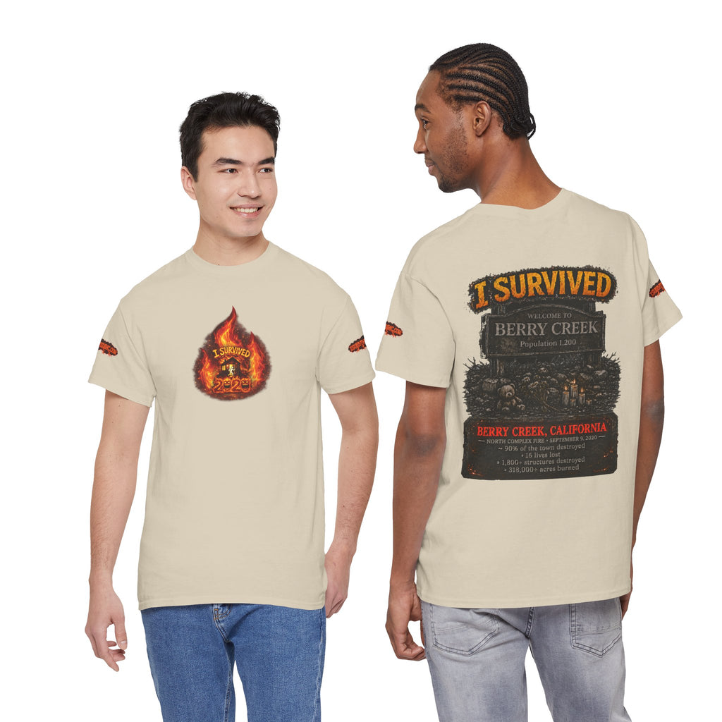 I Survived 2020 — WILDFIRES S2:E1: Director's Cut Special Edition "Berry Creek" Memorial Unisex Heavy Cotton Tee
