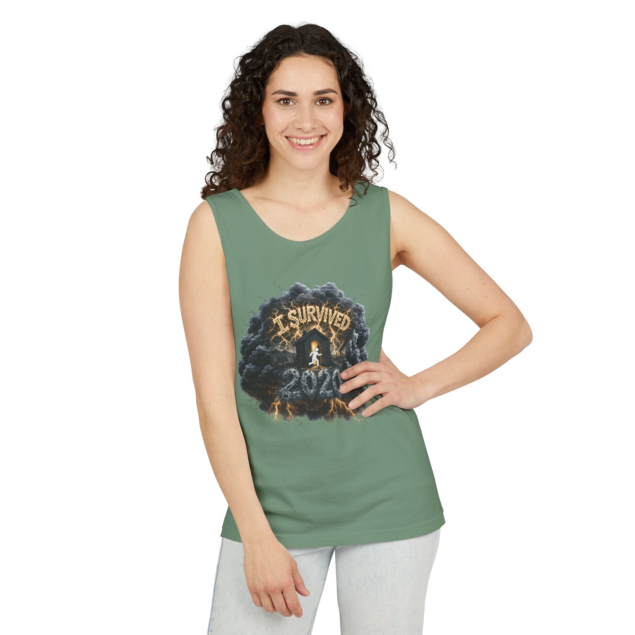 I Survived 2020 — Director's Cut Original Design Teaser Tee | Season 1 Premiere Drop Unisex Garment-Dyed Tank Top