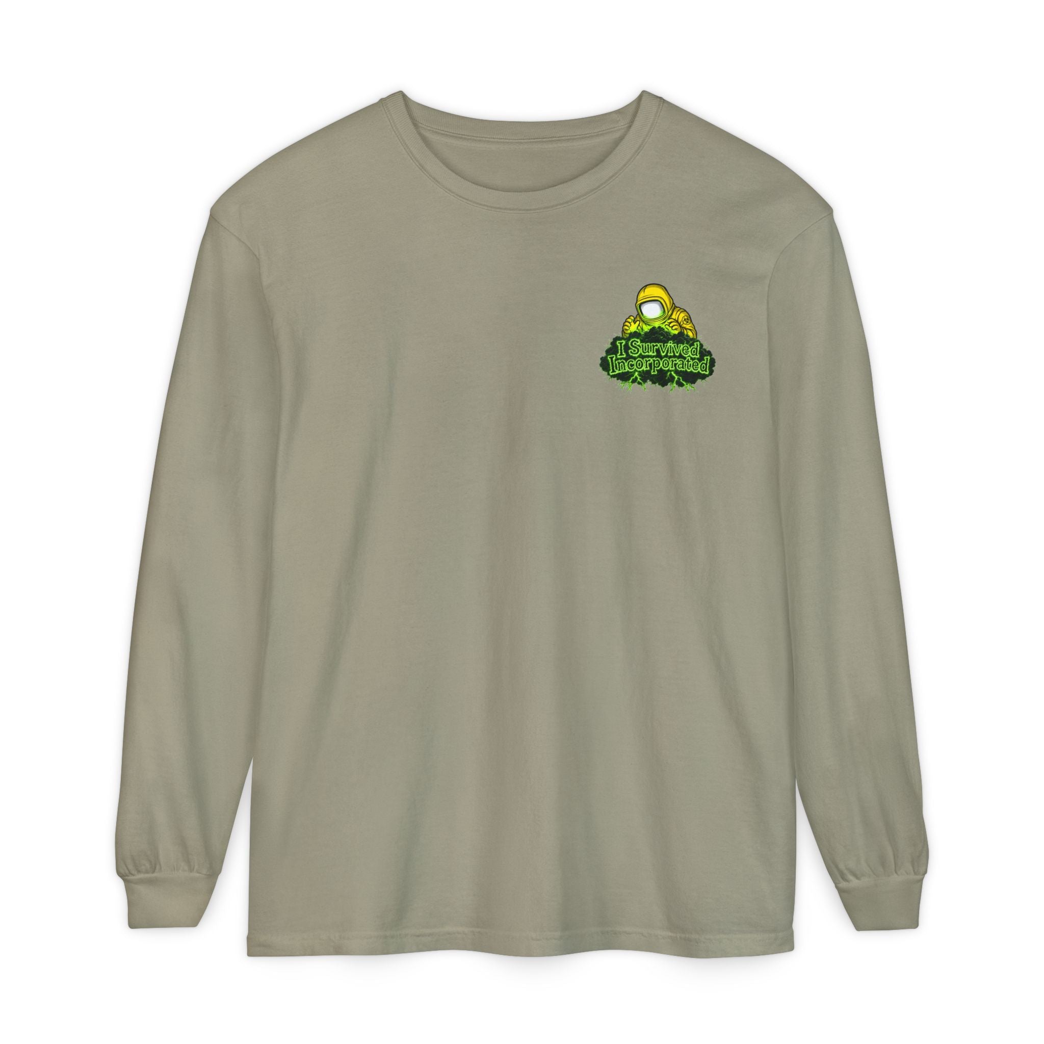 I Survived 2020 — "Please Stand By" Test Pattern Toxic Signal Tee Summer Premiere Unisex Garment-Dyed Long Sleeve T-Shirt