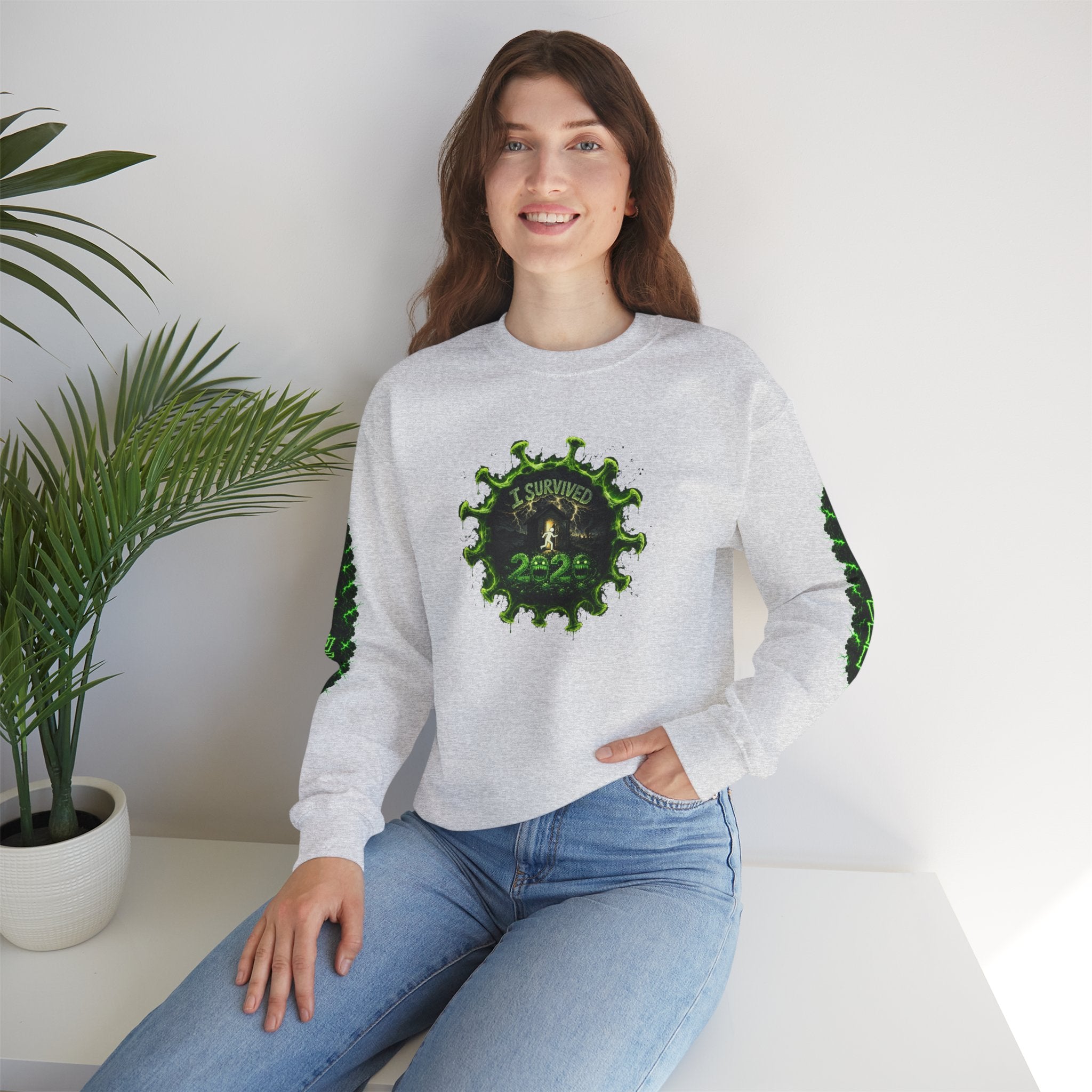 I Survived 2020 — PANDEMIC S1:E3: Director's Cut "The Jab!" Unisex Heavy Blend™ Crewneck Sweatshirt