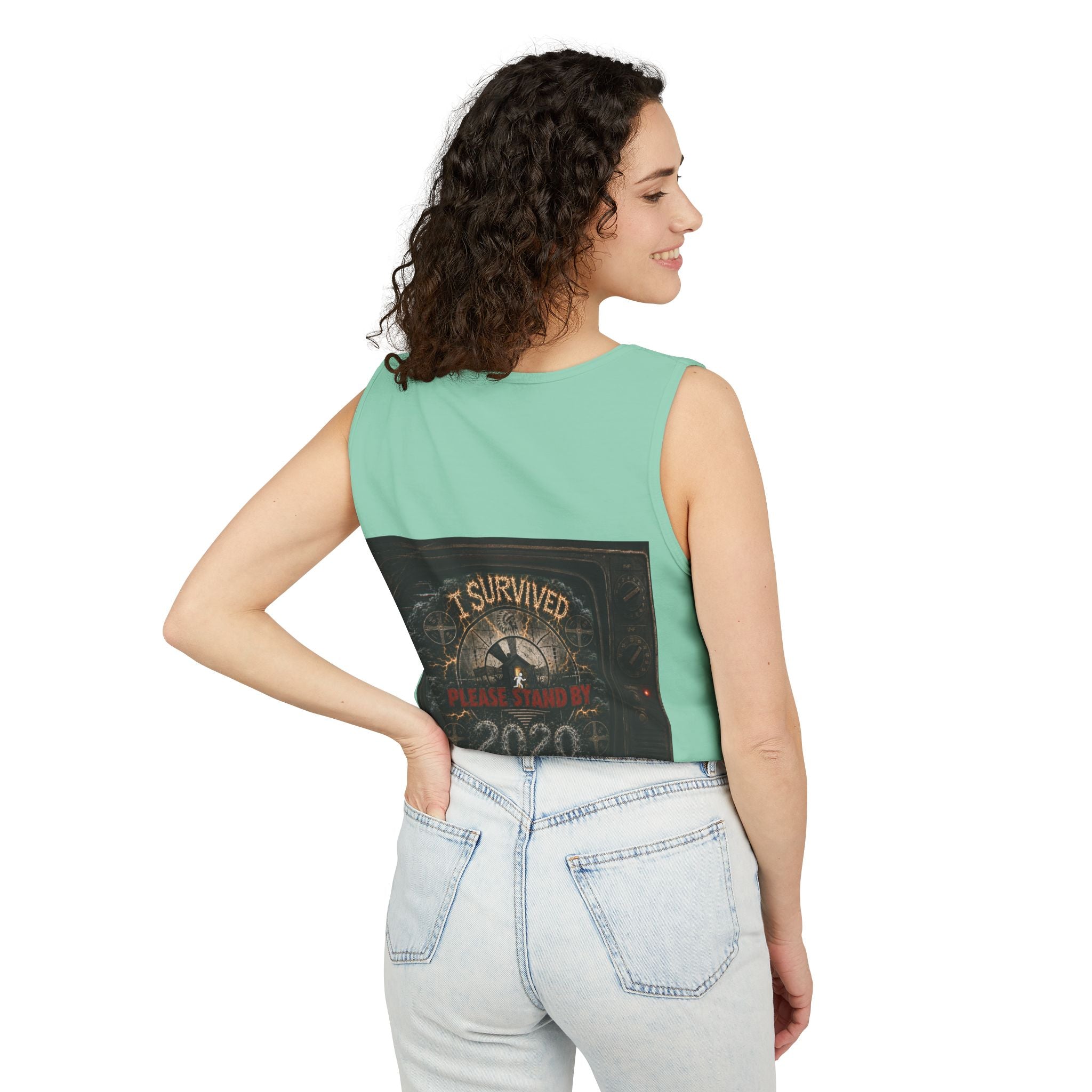 I Survived 2020 — "Please Stand By" Test Pattern Tee Summer Premier  Unisex Garment-Dyed Tank Top