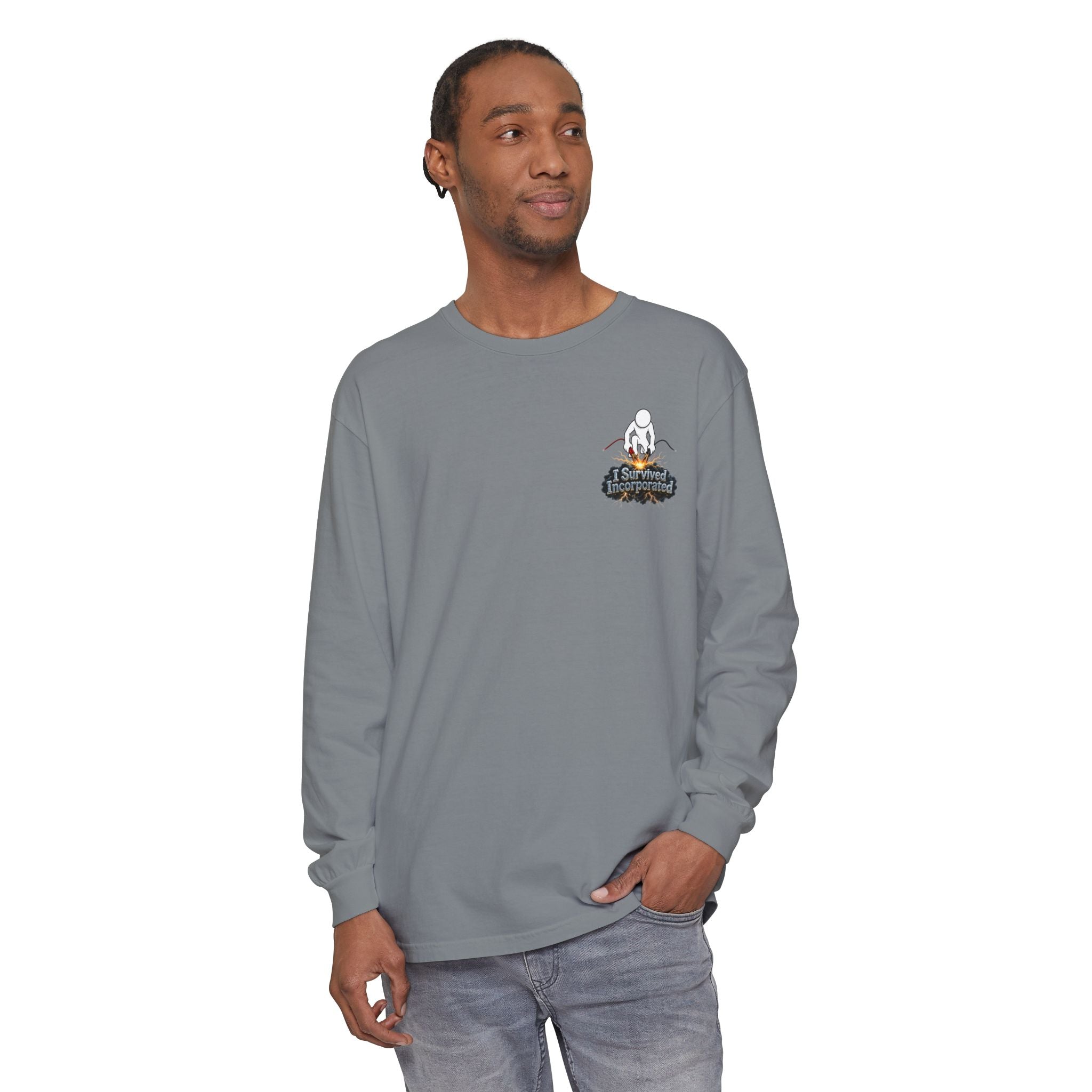 I Survived 2020 — "Please Stand By" Test Pattern Tee Summer Premier Unisex Garment-Dyed Long Sleeve T-Shirt