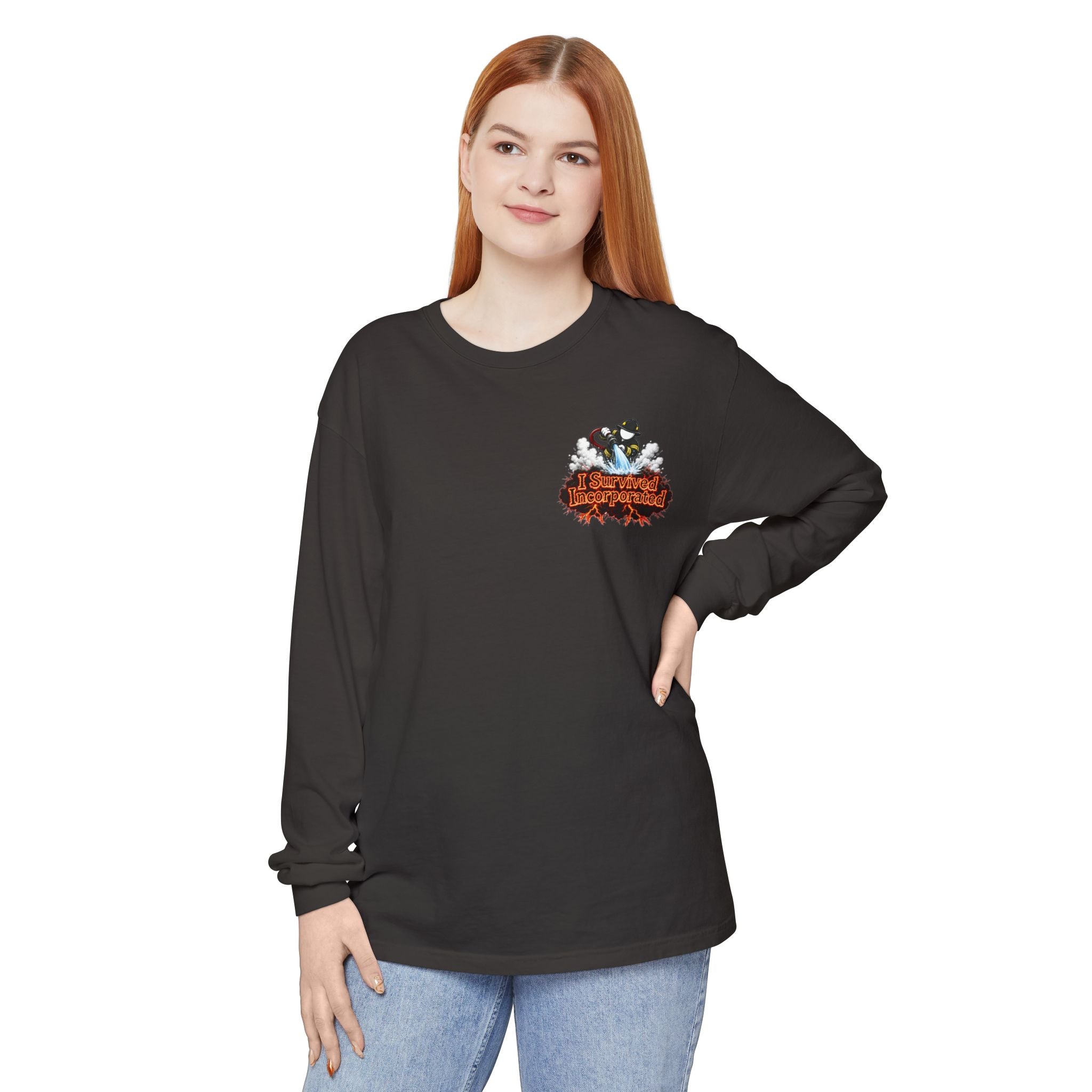 I Survived 2020 — "Please Stand By" Test Pattern Tee Wildfire Signal Edition Summer Premiere Unisex Garment-Dyed Long Sleeve T-Shirt