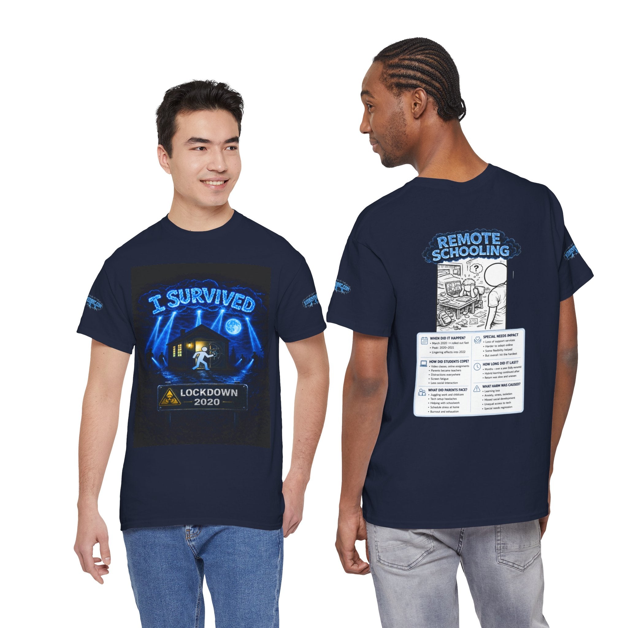 I Survived 2020 — LOCKDOWN S3:E3: Special Edition "Remote Schooling" Unisex Heavy Cotton Tee