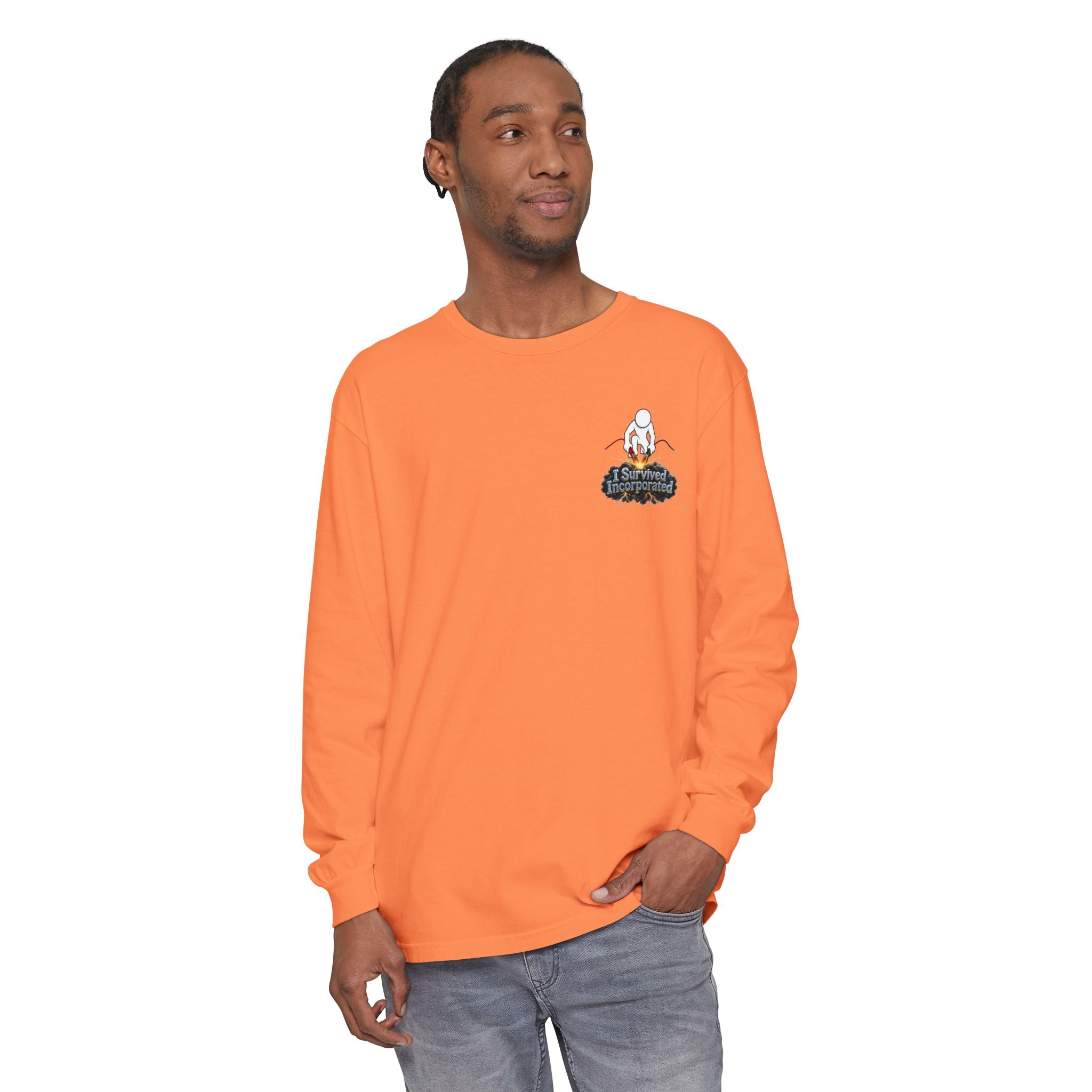 I Survived 2020 — "Please Stand By" Test Pattern Tee Summer Premier Unisex Garment-Dyed Long Sleeve T-Shirt