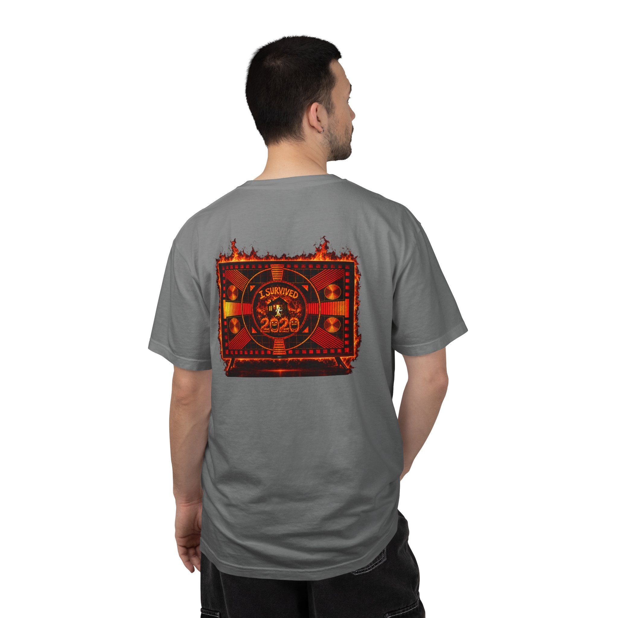 I Survived 2020 — "Please Stand By" Test Pattern Tee Wildfire Signal Edition Summer Premiere Unisex Garment-Dyed T-shirt