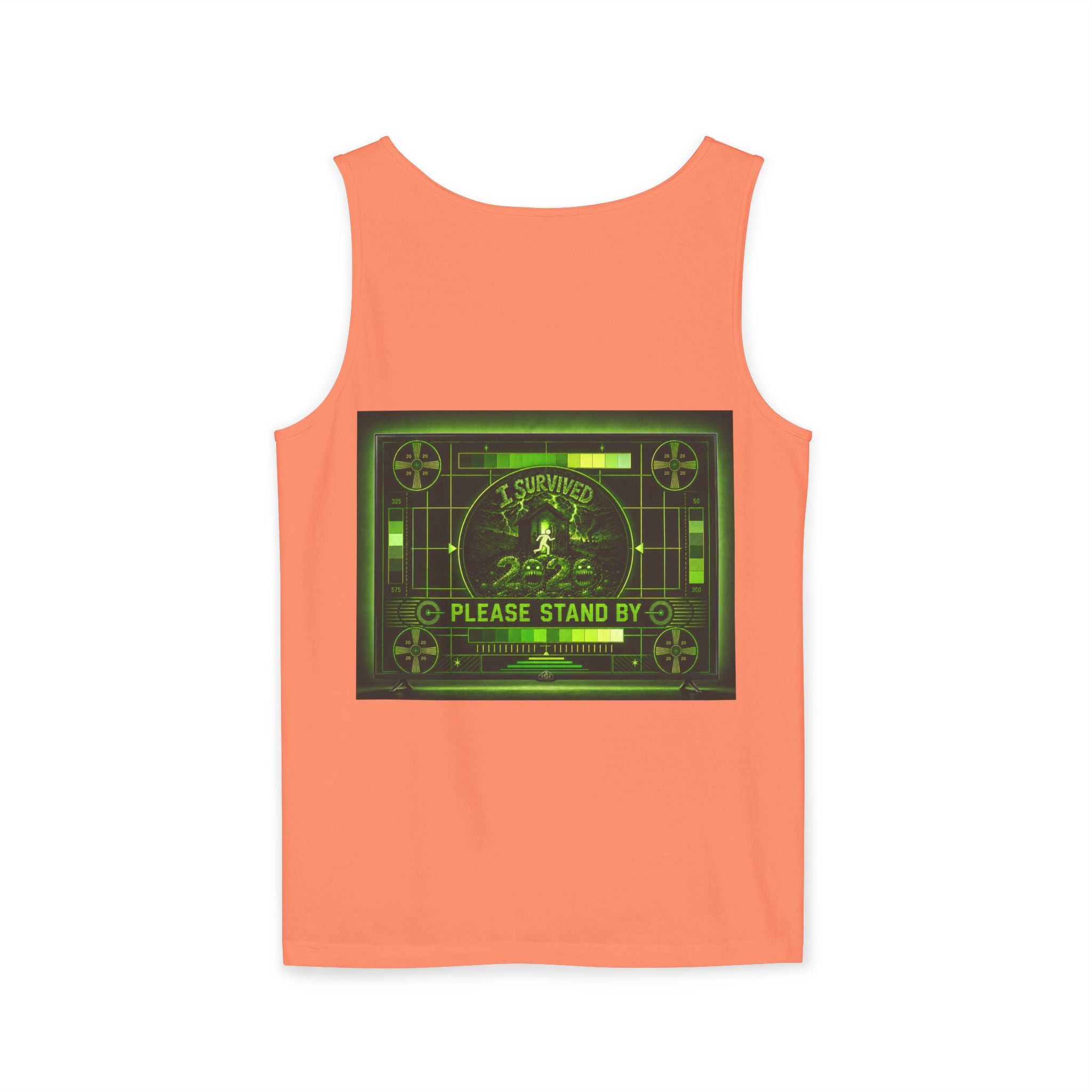 I Survived 2020 — "Please Stand By" Test Pattern Toxic Signal Tee Summer Premiere Unisex Garment-Dyed Tank Top