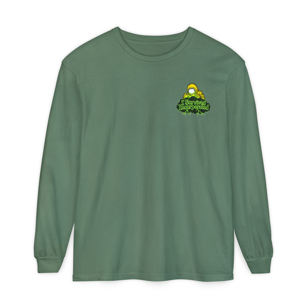I Survived 2020 — "Please Stand By" Test Pattern Toxic Signal Tee Summer Premiere Unisex Garment-Dyed Long Sleeve T-Shirt