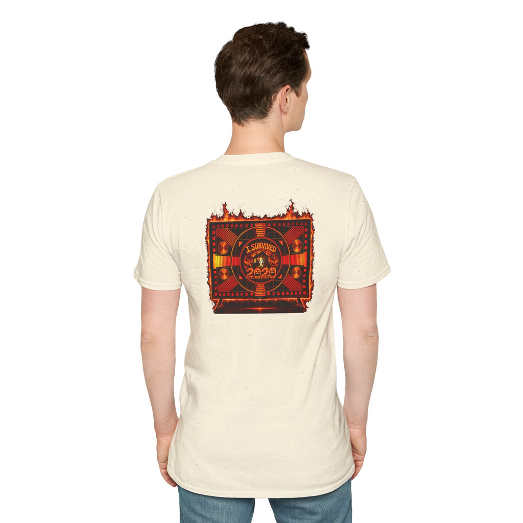 I Survived 2020 — "Please Stand By" Test Pattern Tee Wildfire Signal Edition Summer Premiere Unisex Softstyle T-Shirt
