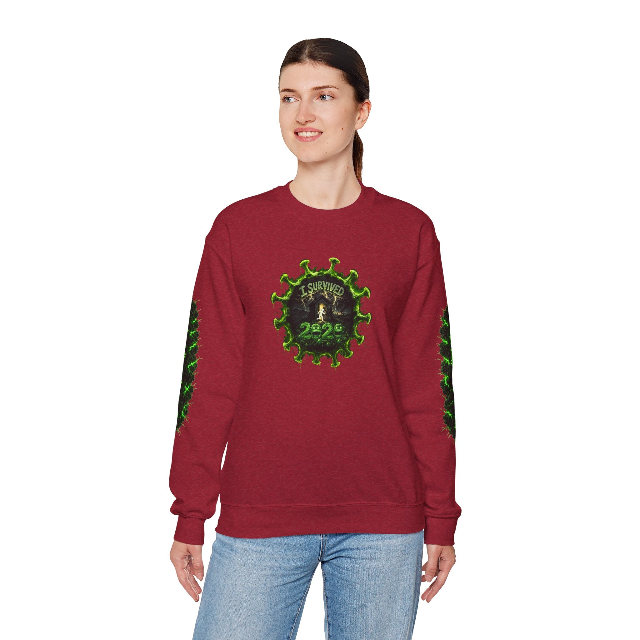 I Survived 2020 — PANDEMIC S1:E3: Director's Cut "The Jab!" Unisex Heavy Blend™ Crewneck Sweatshirt