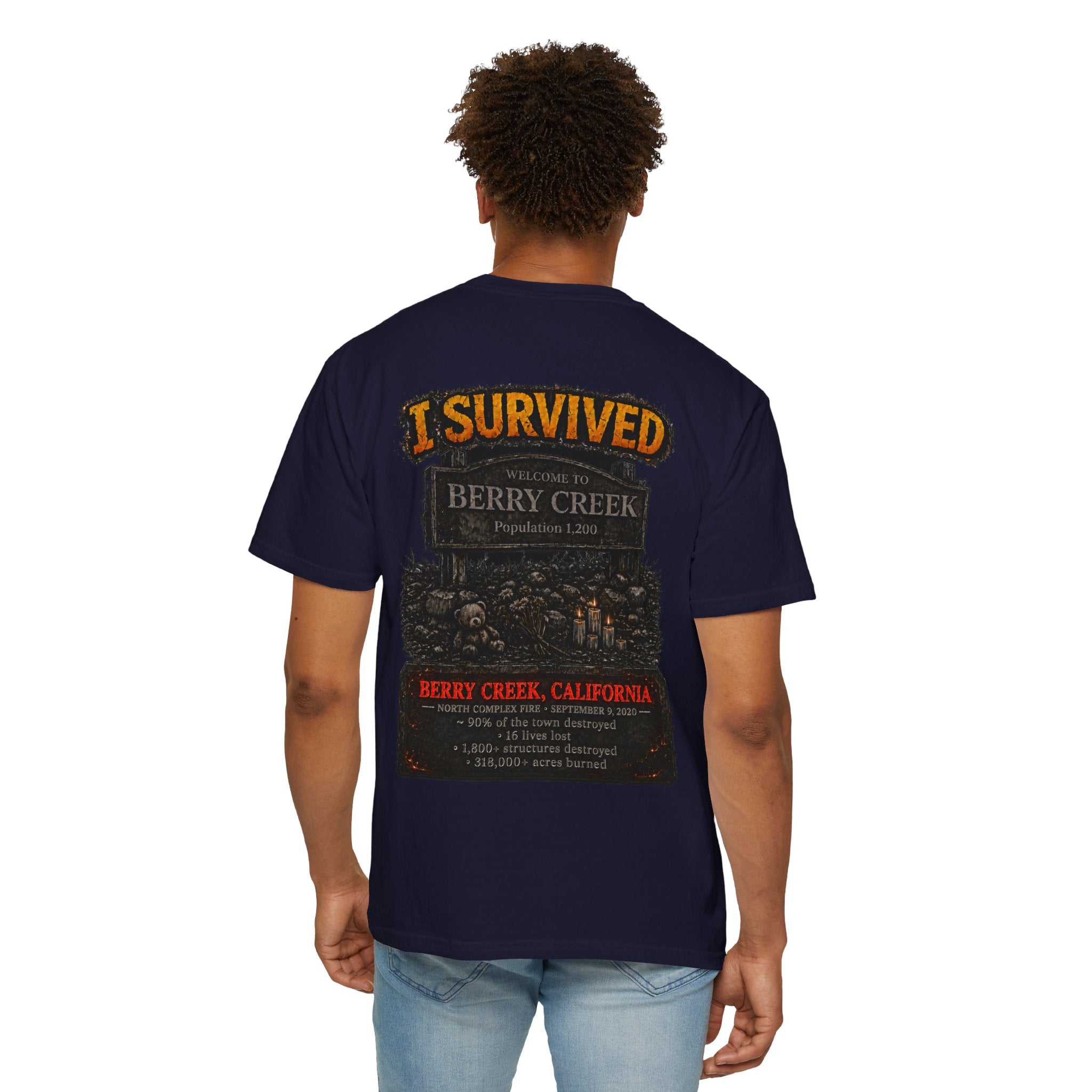 I Survived 2020 — Director's Cut S2:E1 "Berry Creek" | Wildfire Edition Memorial Unisex Garment-Dyed T-shirt