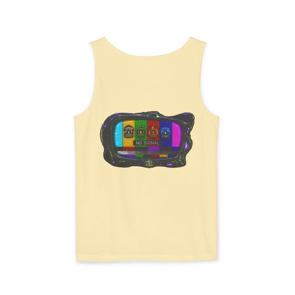 I Survived 2020 — "No Signal" Test Pattern Tee Alien Broadcast Finale Summer Premiere Unisex Garment-Dyed Tank Top