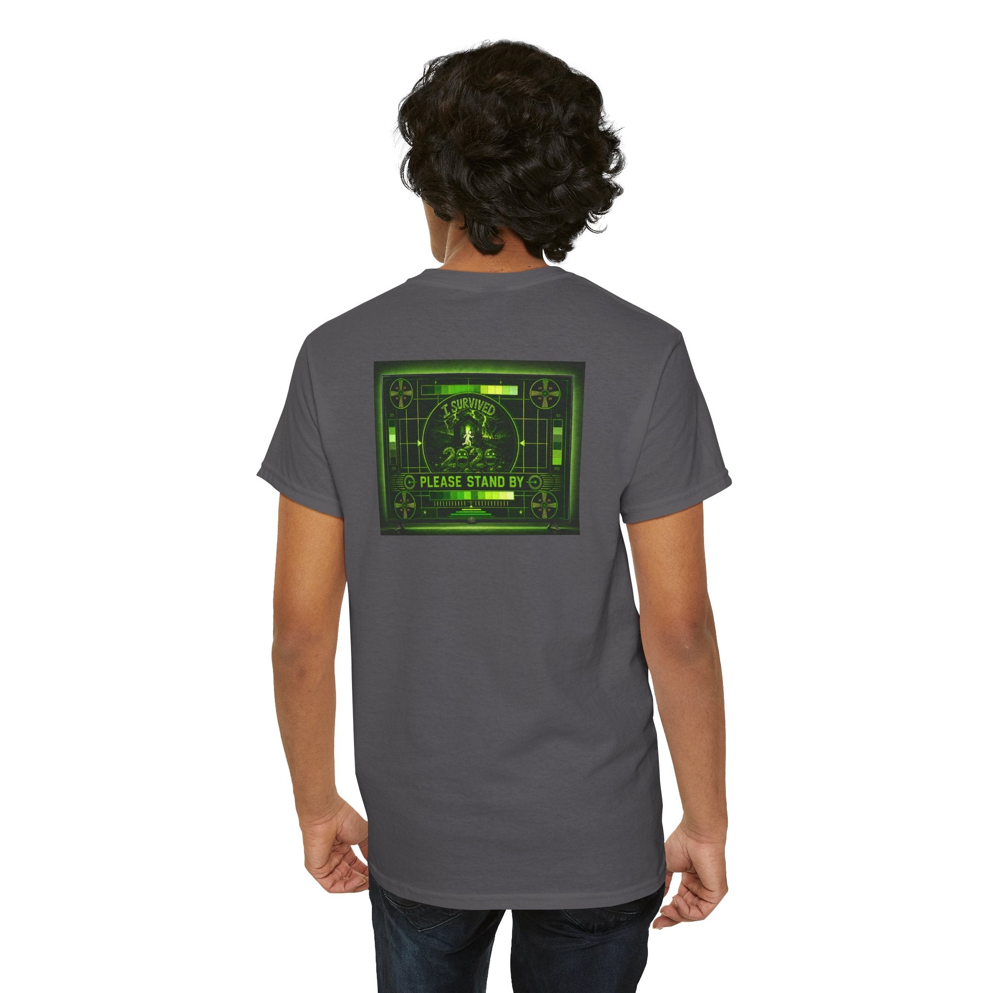 I Survived 2020 — "Please Stand By" Test Pattern Toxic Signal Tee Summer Premiere Unisex Heavy Cotton Tee