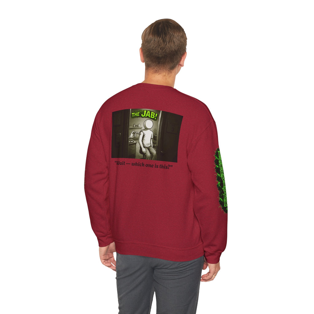I Survived 2020 — PANDEMIC S1:E3: Director's Cut "The Jab!" Unisex Heavy Blend™ Crewneck Sweatshirt
