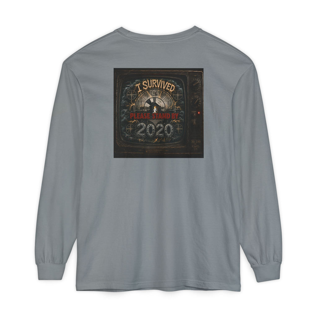 I Survived 2020 — "Please Stand By" Test Pattern Tee Summer Premier Unisex Garment-Dyed Long Sleeve T-Shirt