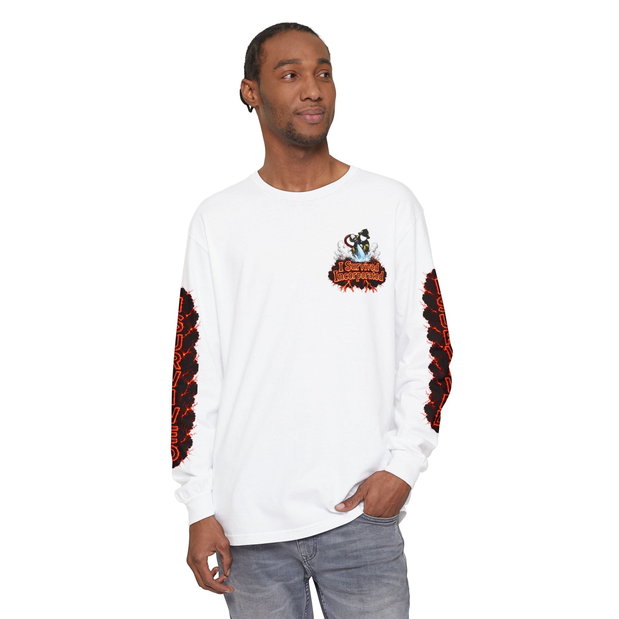 I Survived 2020 — "Please Stand By" Test Pattern Tee Special Edition Wildfire Signal Edition Summer Premiere Unisex Garment-Dyed Long Sleeve T-Shirt