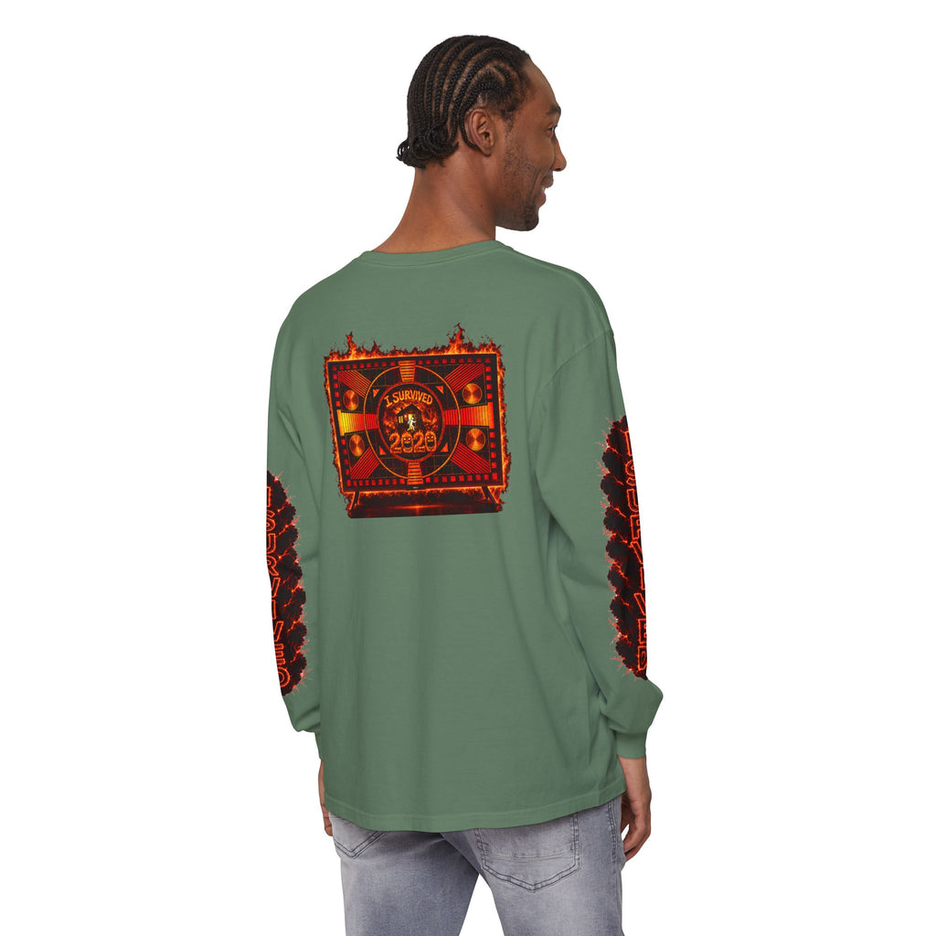 I Survived 2020 — "Please Stand By" Test Pattern Tee Special Edition Wildfire Signal Edition Summer Premiere Unisex Garment-Dyed Long Sleeve T-Shirt