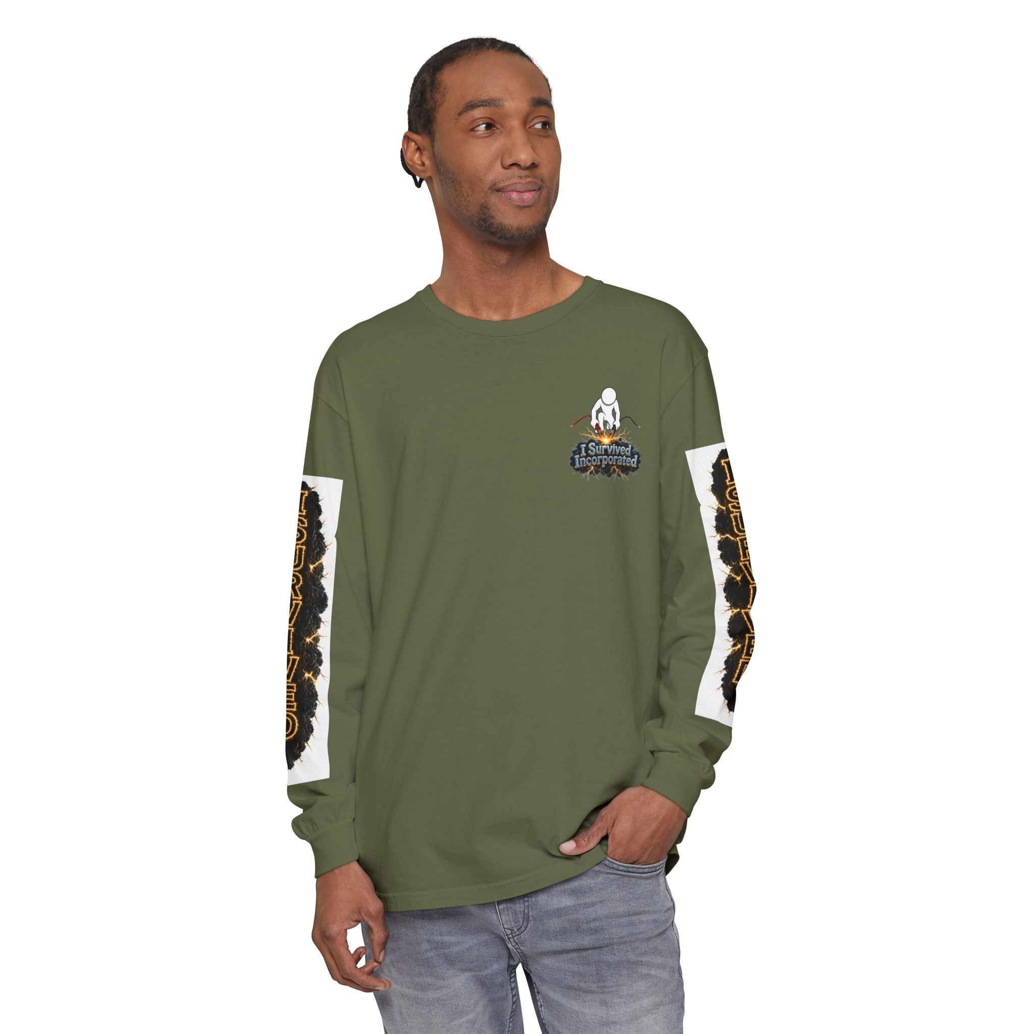 I Survived 2020 — "Please Stand By" Test Pattern Tee Special Edition Summer Premier Unisex Garment-Dyed Long Sleeve T-Shirt