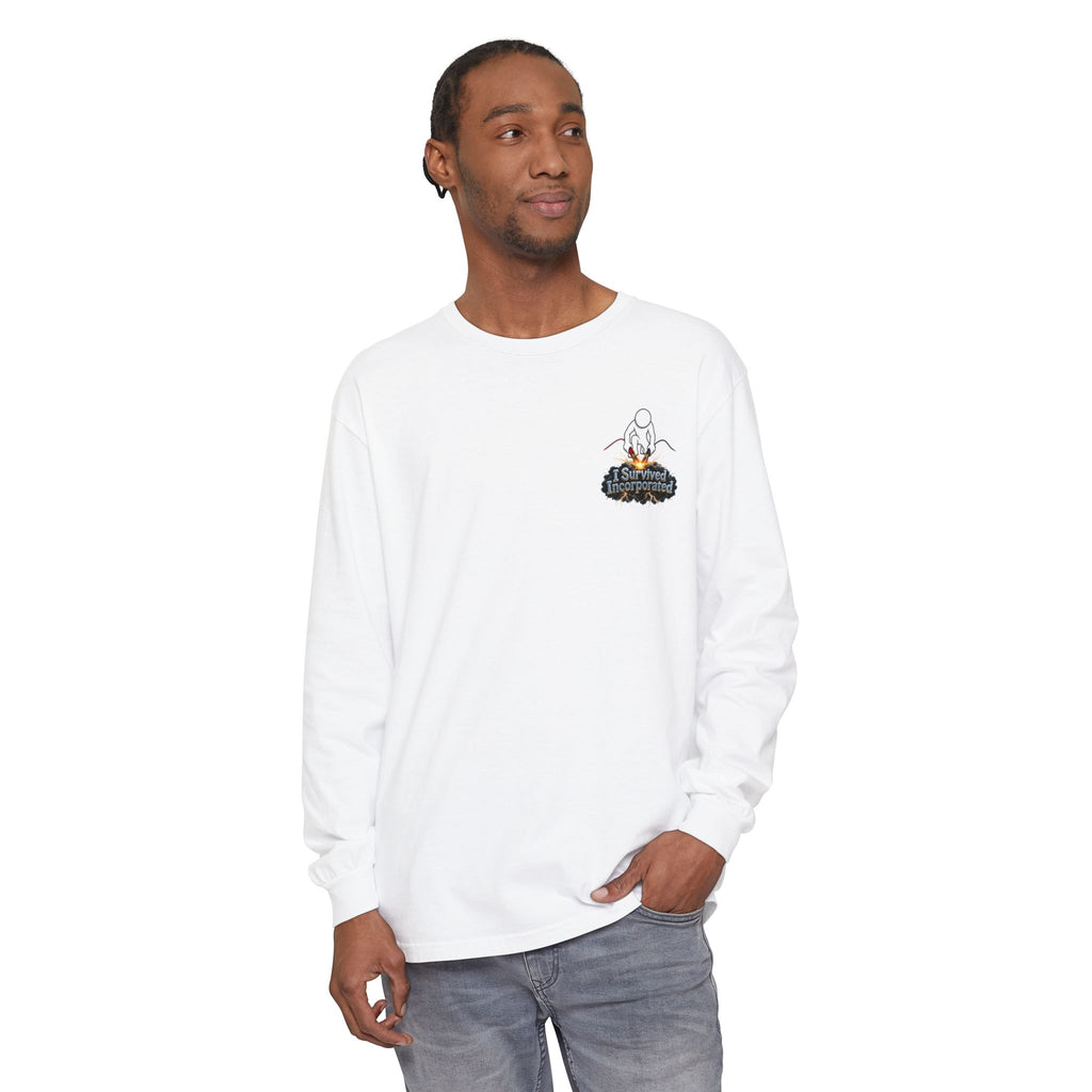 I Survived 2020 — "Please Stand By" Test Pattern Tee Summer Premier Unisex Garment-Dyed Long Sleeve T-Shirt