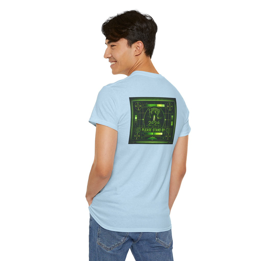 I Survived 2020 — "Please Stand By" Test Pattern Toxic Signal Tee Summer Premiere Unisex Heavy Cotton Tee