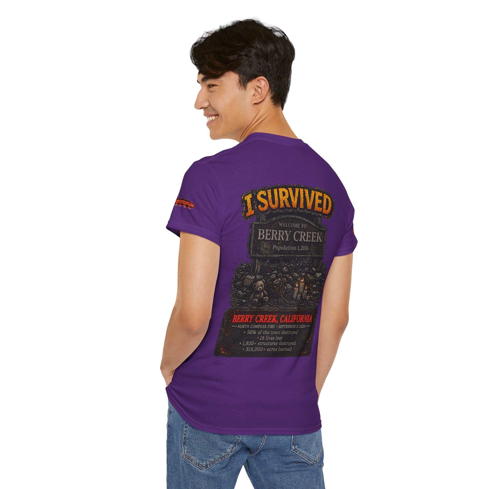 I Survived 2020 — WILDFIRES S2:E1: Director's Cut Special Edition "Berry Creek" Memorial Unisex Heavy Cotton Tee