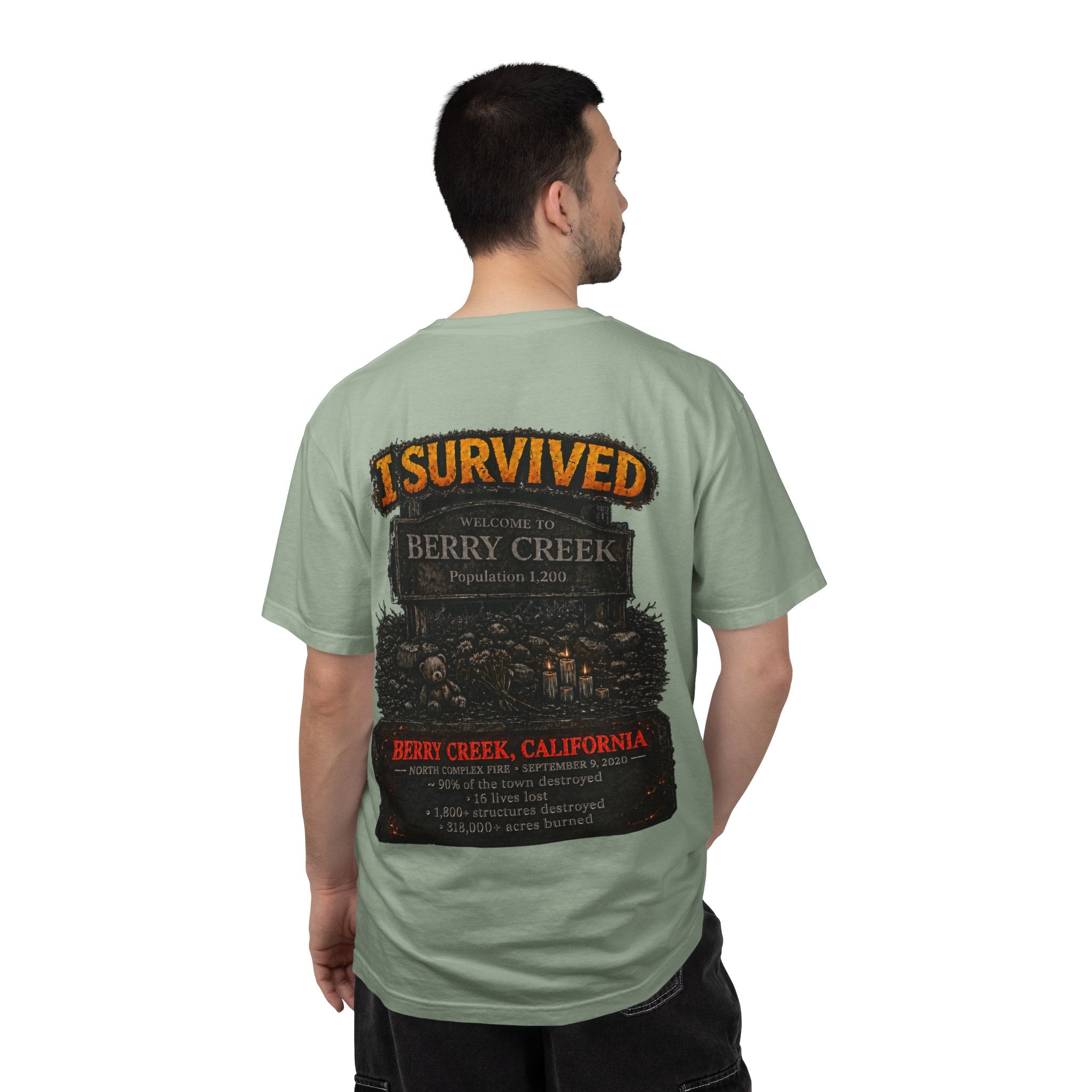 I Survived 2020 — Director's Cut S2:E1 "Berry Creek" | Wildfire Edition Memorial Unisex Garment-Dyed T-shirt
