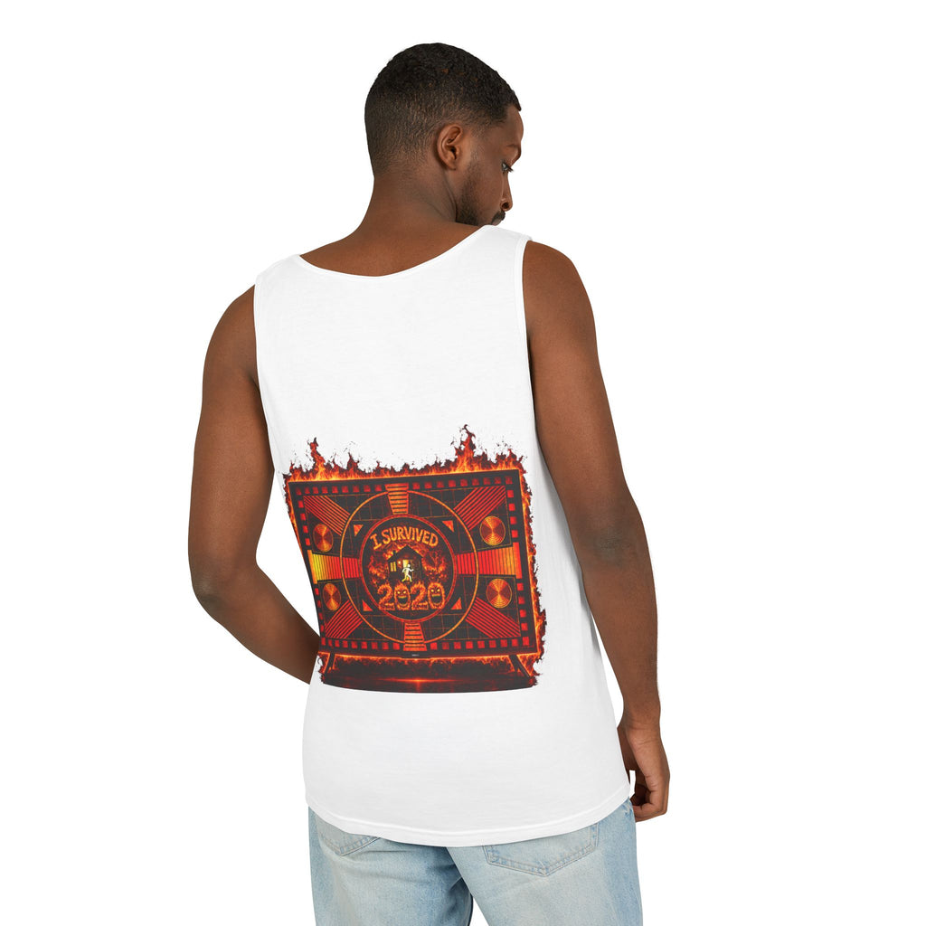 I Survived 2020 — "Please Stand By" Test Pattern Tee Wildfire Signal Edition Summer Premiere Unisex Garment-Dyed Tank Top