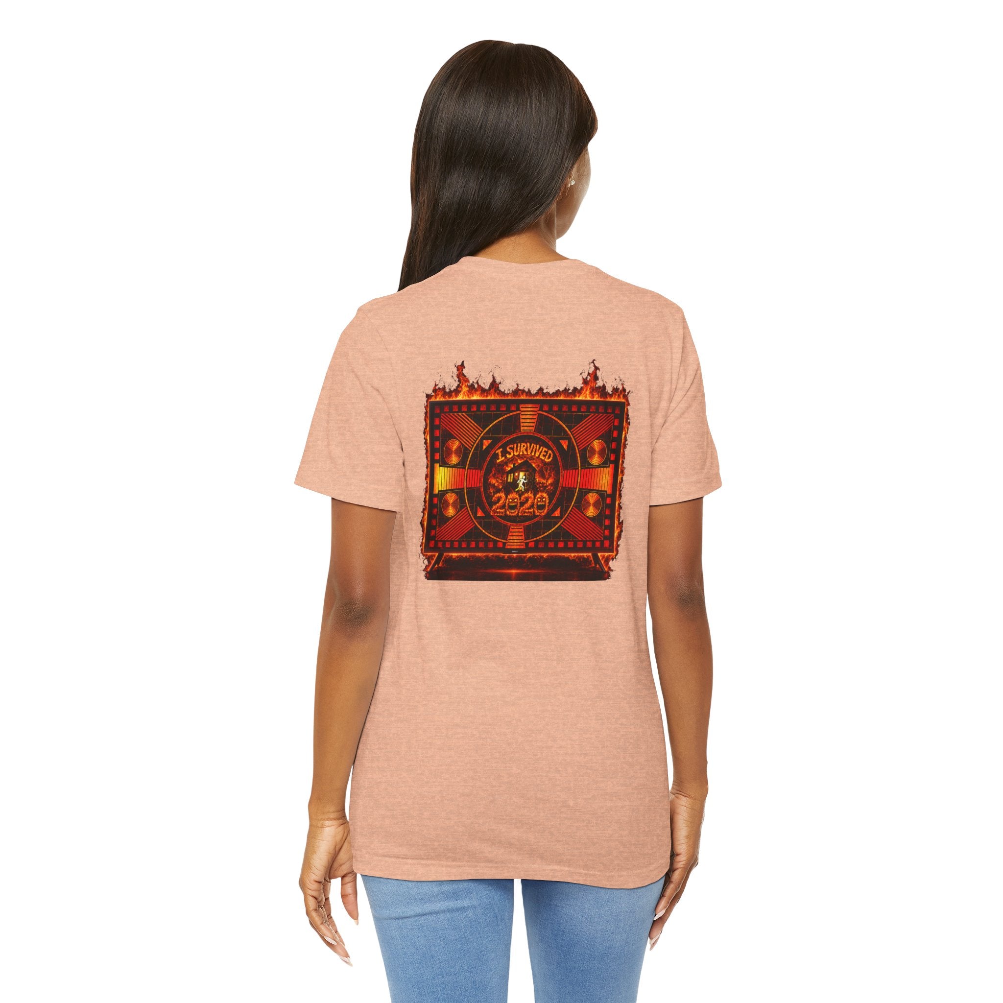 I Survived 2020 — "Please Stand By" Test Pattern Tee Wildfire Signal Edition Summer Premiere Unisex Jersey Short Sleeve Tee