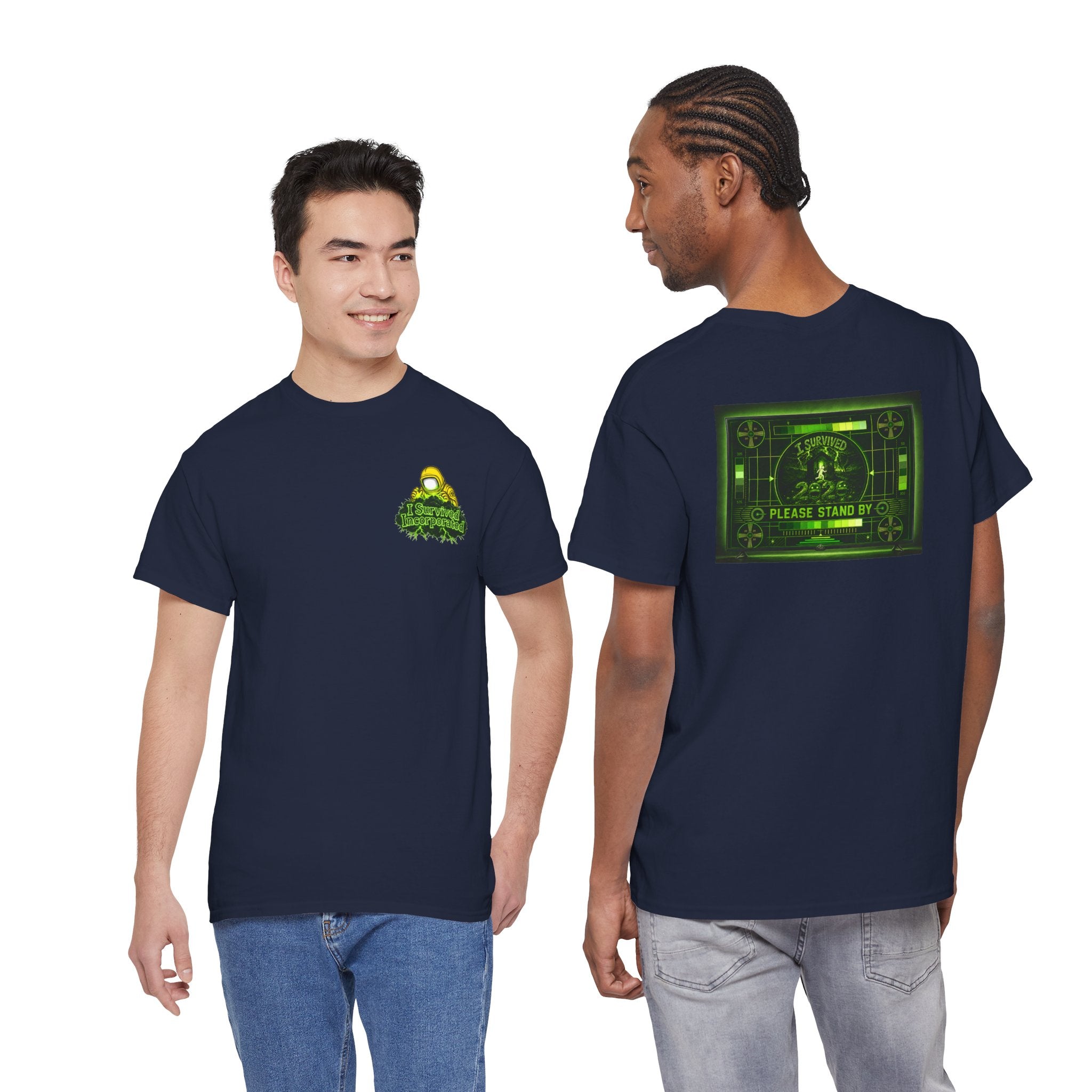 I Survived 2020 — "Please Stand By" Test Pattern Toxic Signal Tee Summer Premiere Unisex Heavy Cotton Tee