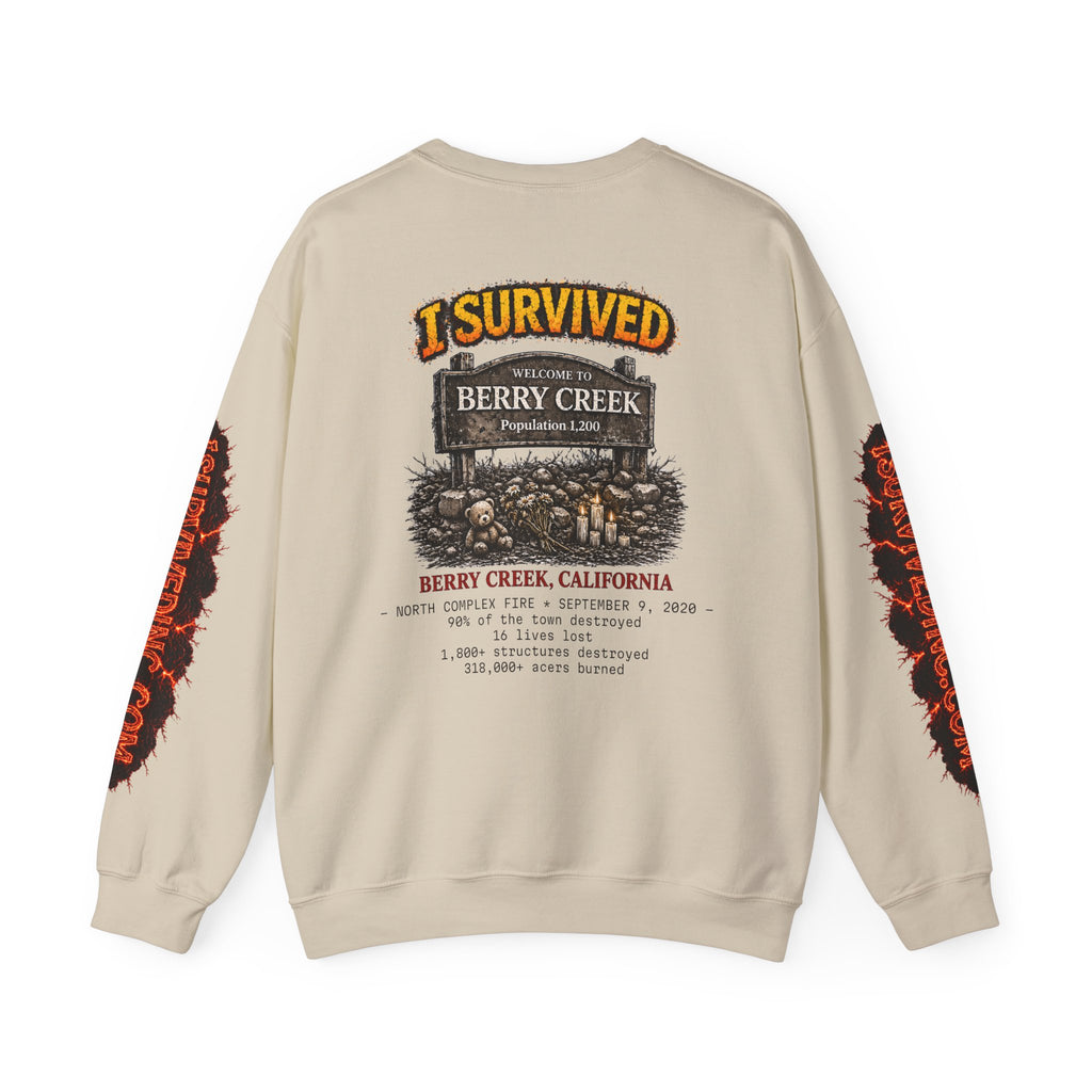 I Survived 2020 — S2:E1 "Berry Creek" | Wildfire Edition Memorial Unisex Heavy Blend™ Crewneck Sweatshirt