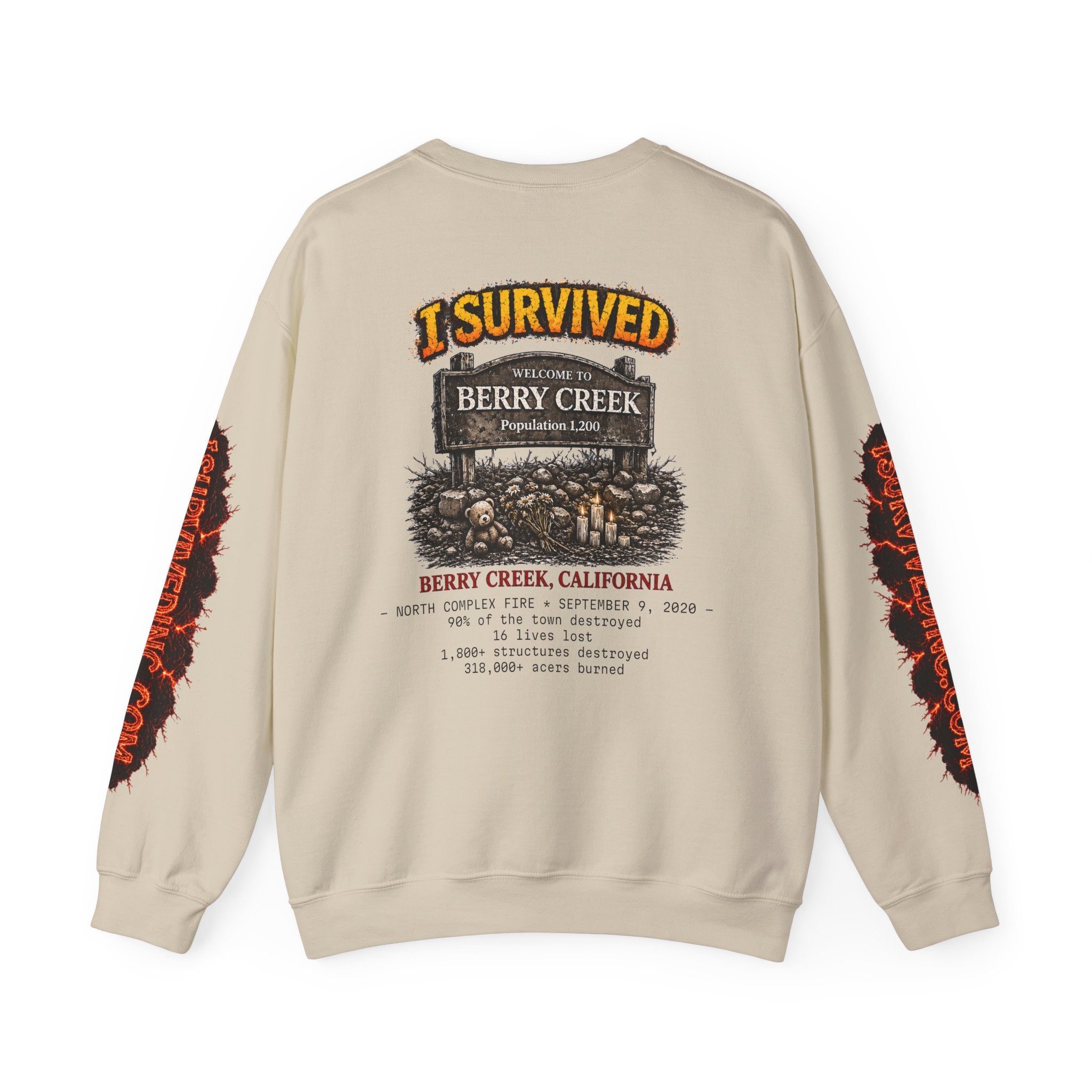 I Survived 2020 — S2:E1 "Berry Creek" | Wildfire Edition Memorial Unisex Heavy Blend™ Crewneck Sweatshirt
