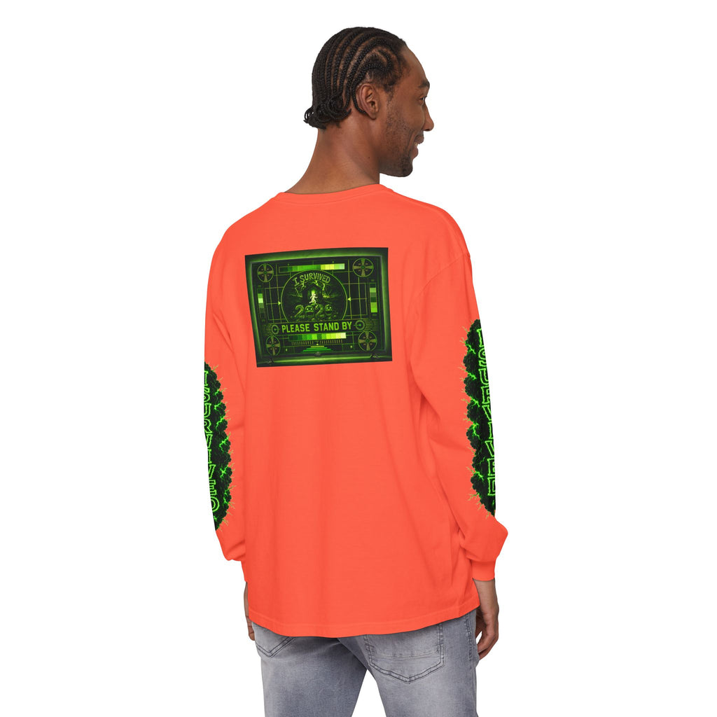 I Survived 2020 — "Please Stand By" Test Pattern Toxic Signal Tee Special Edition Summer Premiere Unisex Garment-Dyed Long Sleeve T-Shirt