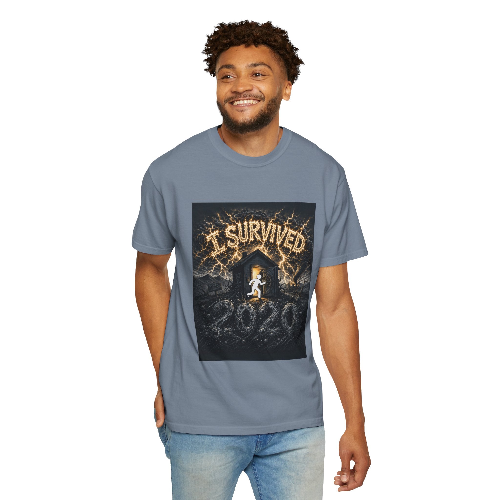 I Survived 2020 — Original Design Teaser Tee | Season 1 Premiere Drop Unisex Garment-Dyed T-shirt