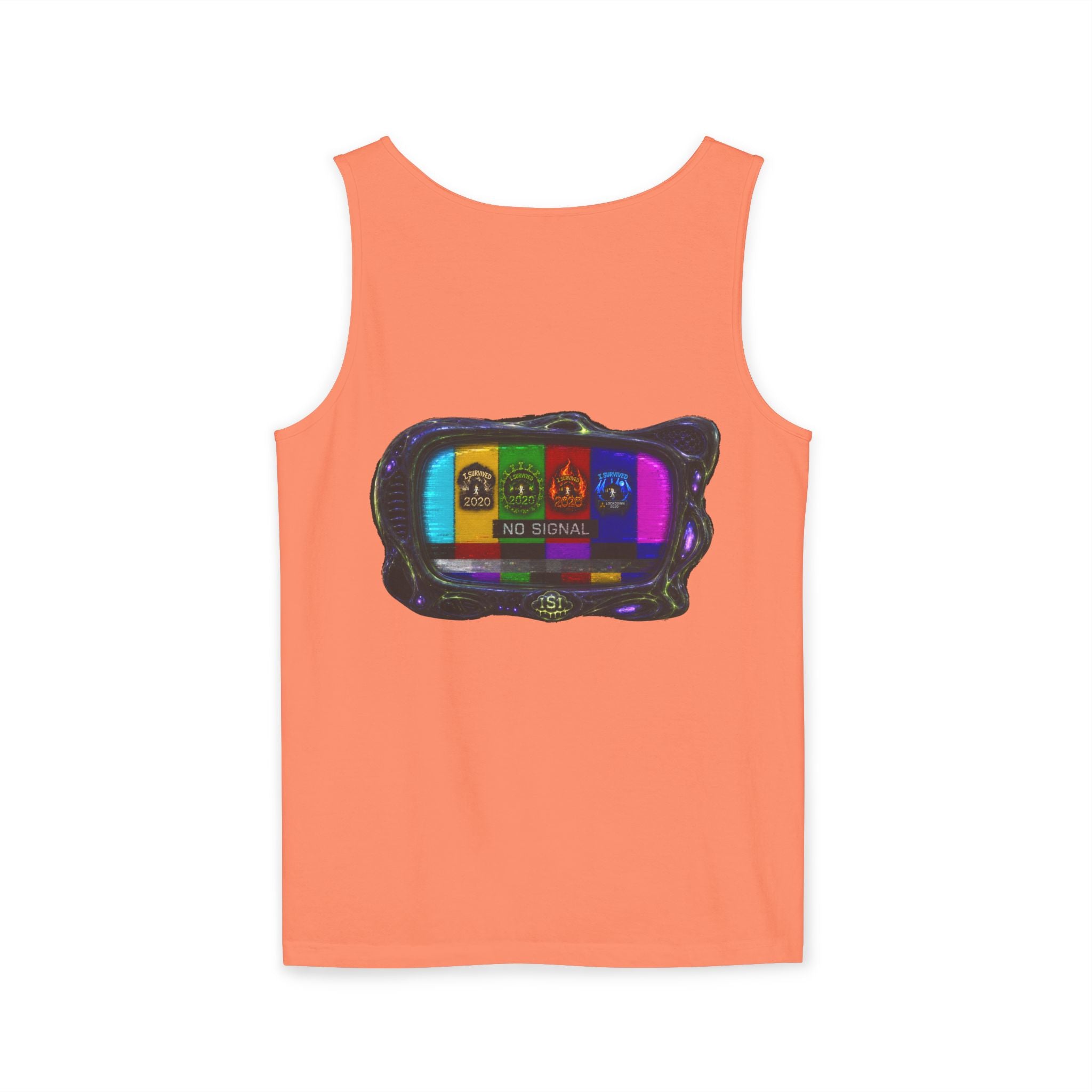 I Survived 2020 — "No Signal" Test Pattern Tee Alien Broadcast Finale Summer Premiere Unisex Garment-Dyed Tank Top