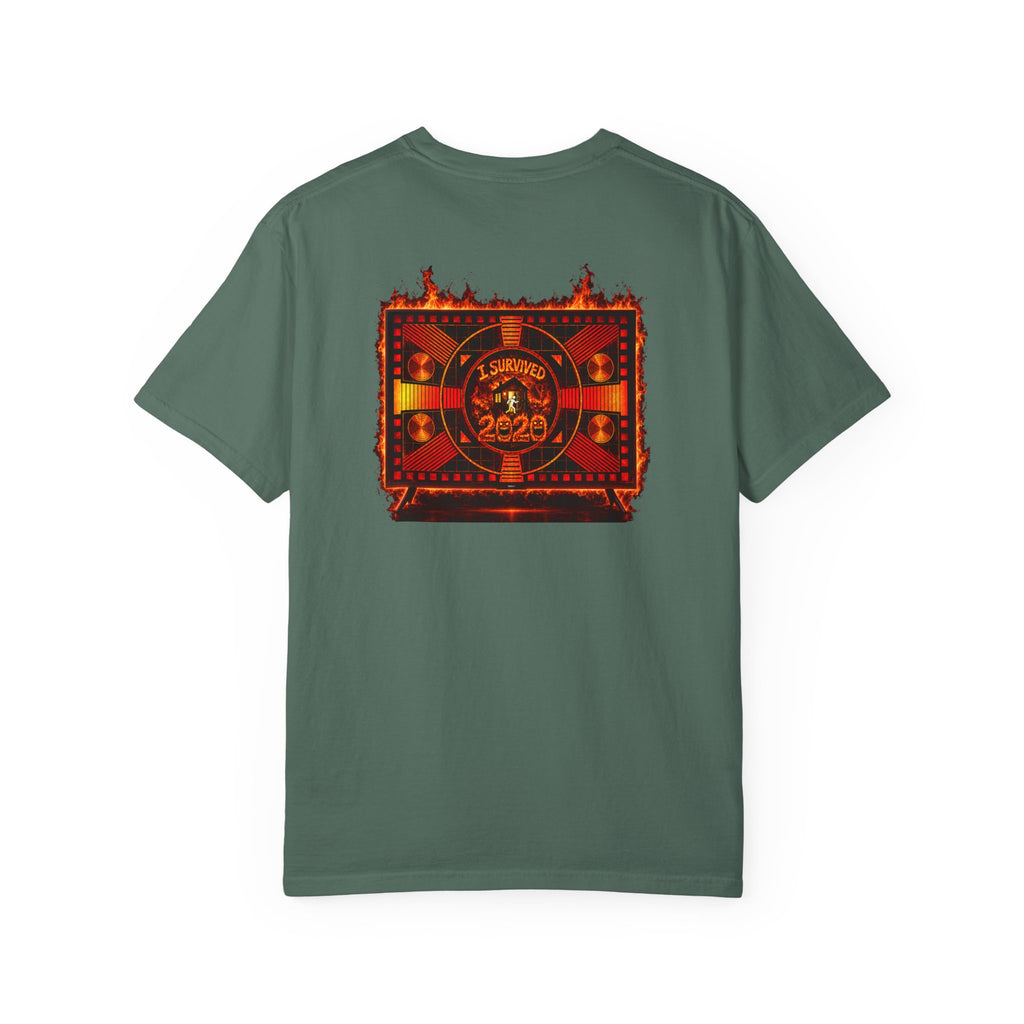 I Survived 2020 — "Please Stand By" Test Pattern Tee Wildfire Signal Edition Summer Premiere Unisex Garment-Dyed T-shirt