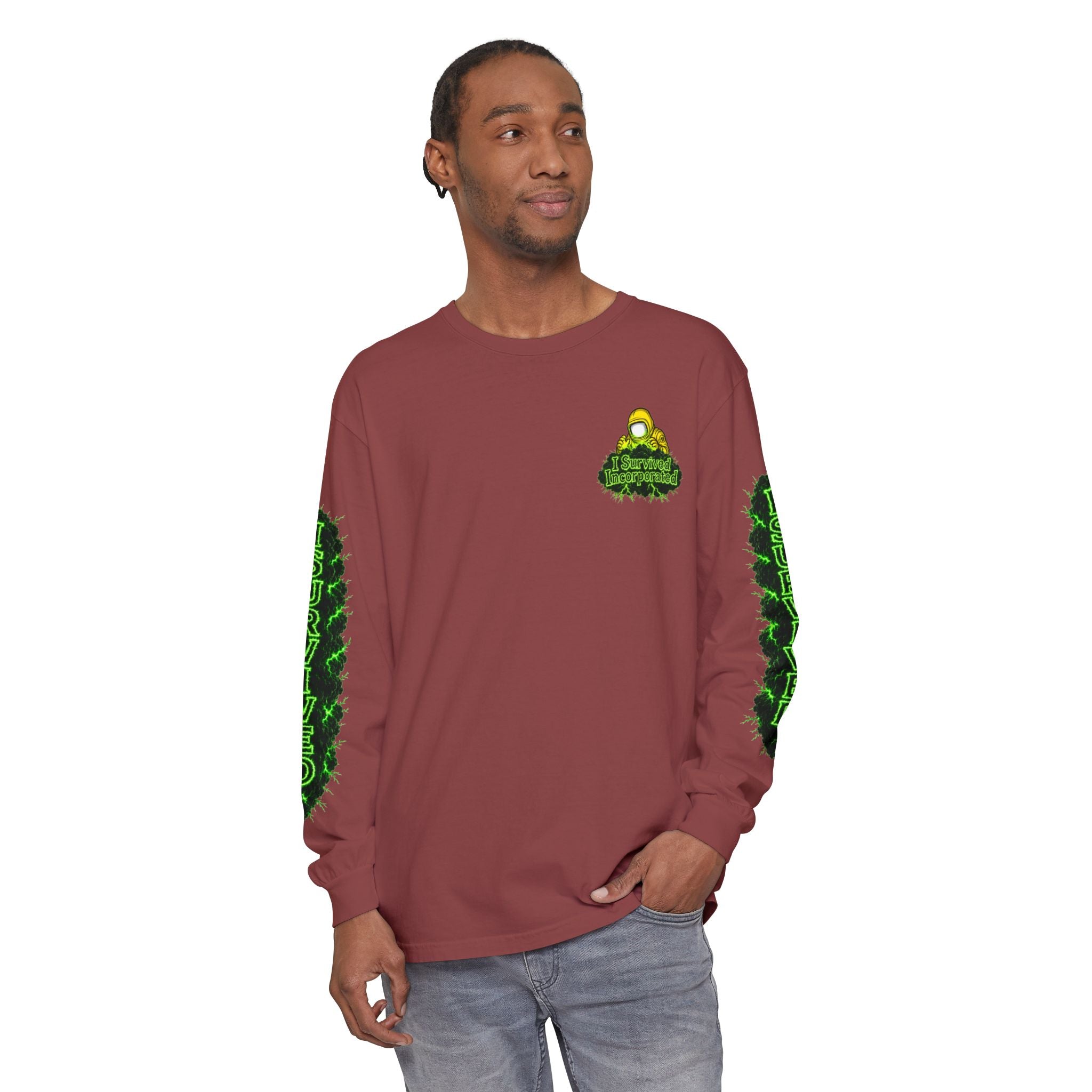 I Survived 2020 — "Please Stand By" Test Pattern Toxic Signal Tee Special Edition Summer Premiere Unisex Garment-Dyed Long Sleeve T-Shirt