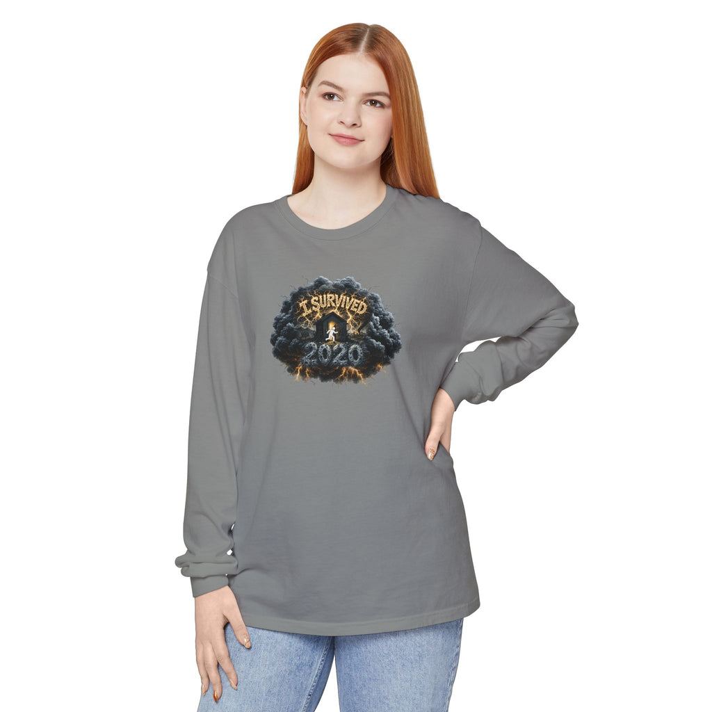 I Survived 2020 — Original PILOT Design: Director's Cut Unisex Garment-Dyed Long Sleeve T-Shirt