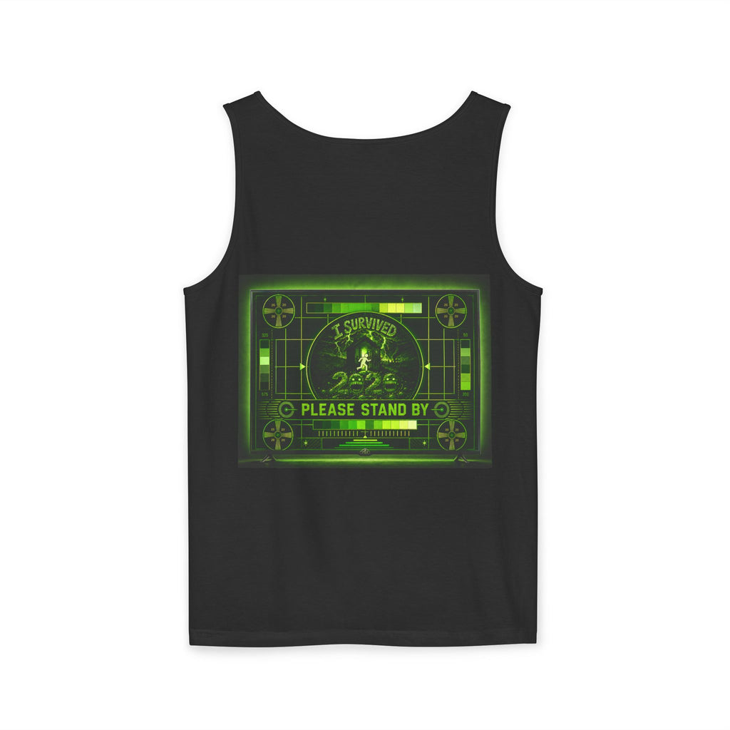 I Survived 2020 — "Please Stand By" Test Pattern Toxic Signal Tee Summer Premiere Unisex Garment-Dyed Tank Top