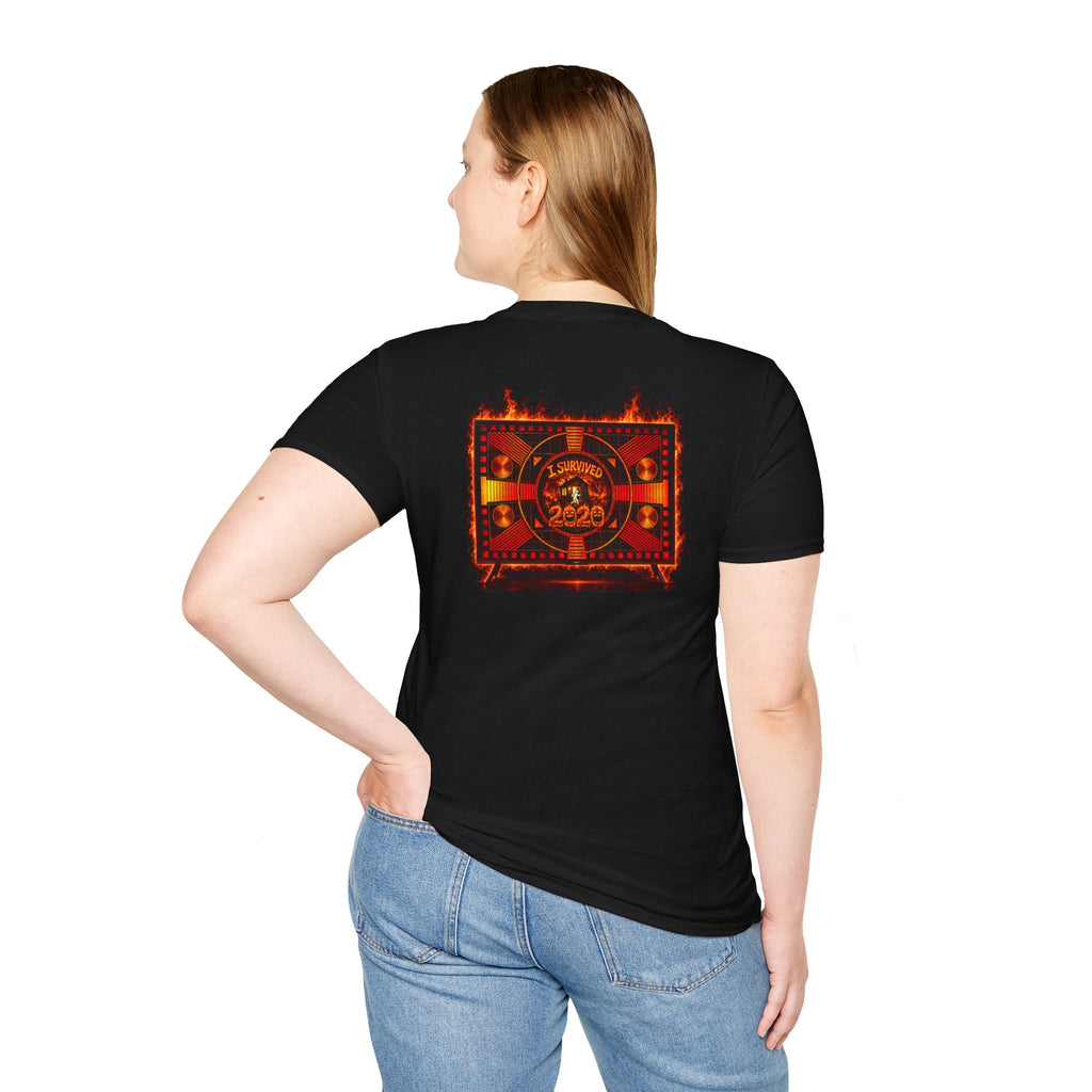 I Survived 2020 — "Please Stand By" Test Pattern Tee Wildfire Signal Edition Summer Premiere Unisex Softstyle T-Shirt