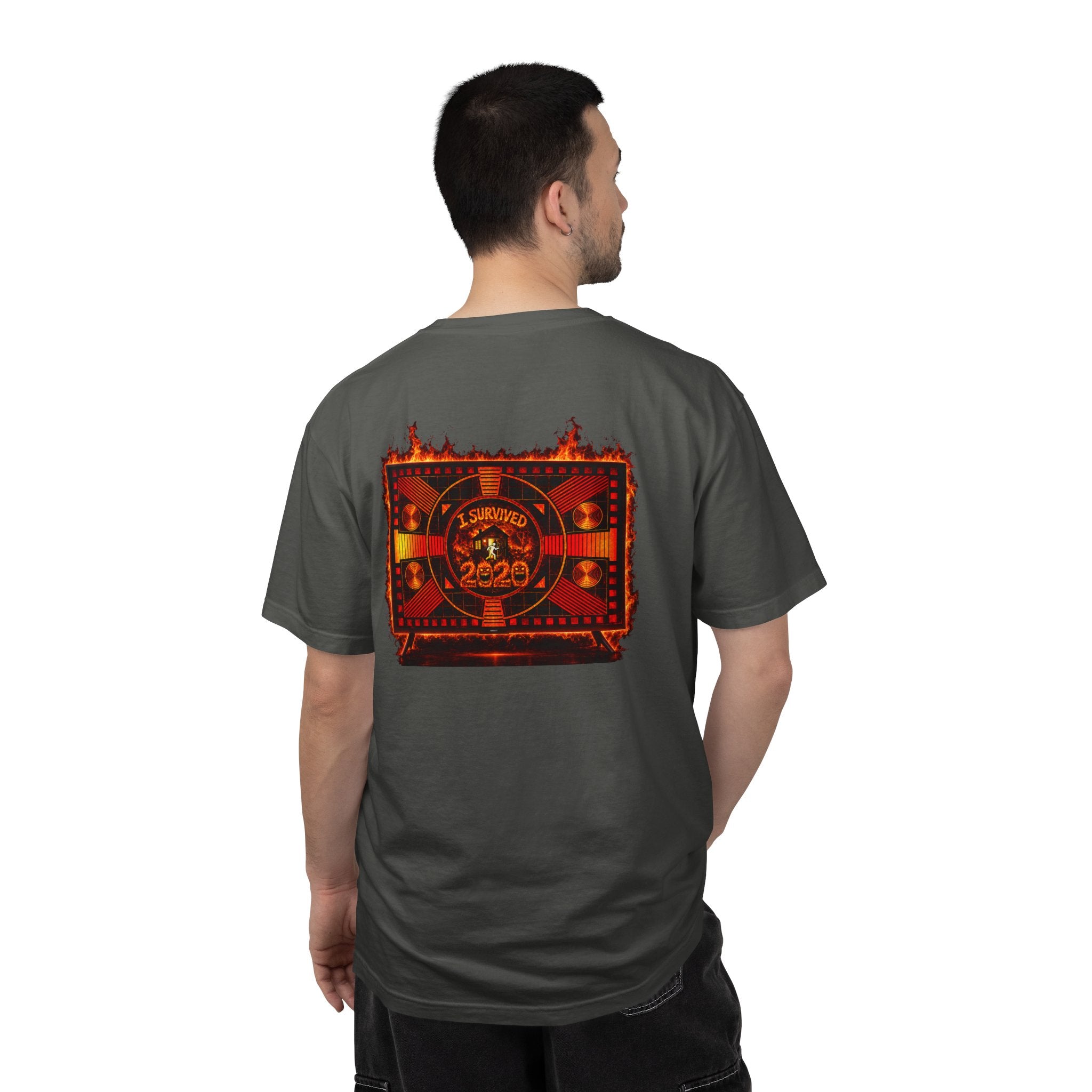 I Survived 2020 — "Please Stand By" Test Pattern Tee Wildfire Signal Edition Summer Premiere Unisex Garment-Dyed T-shirt