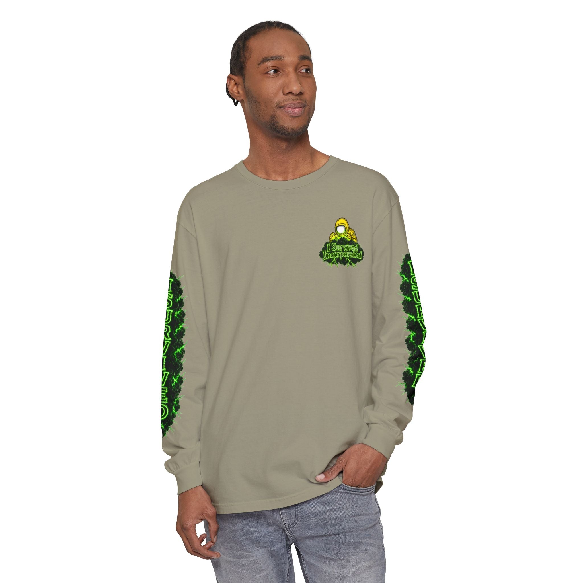 I Survived 2020 — "Please Stand By" Test Pattern Toxic Signal Tee Special Edition Summer Premiere Unisex Garment-Dyed Long Sleeve T-Shirt