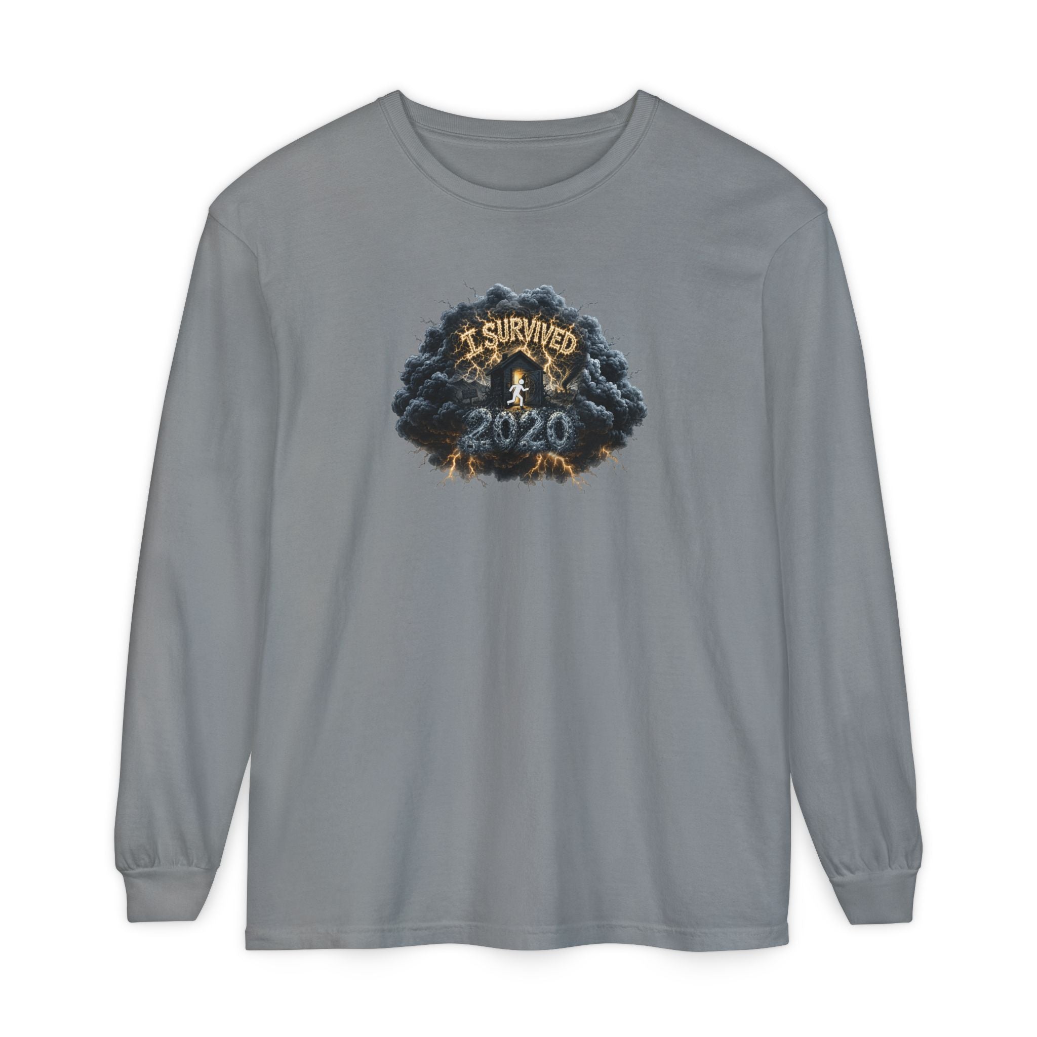 I Survived 2020 — Original PILOT Design: Director's Cut Unisex Garment-Dyed Long Sleeve T-Shirt