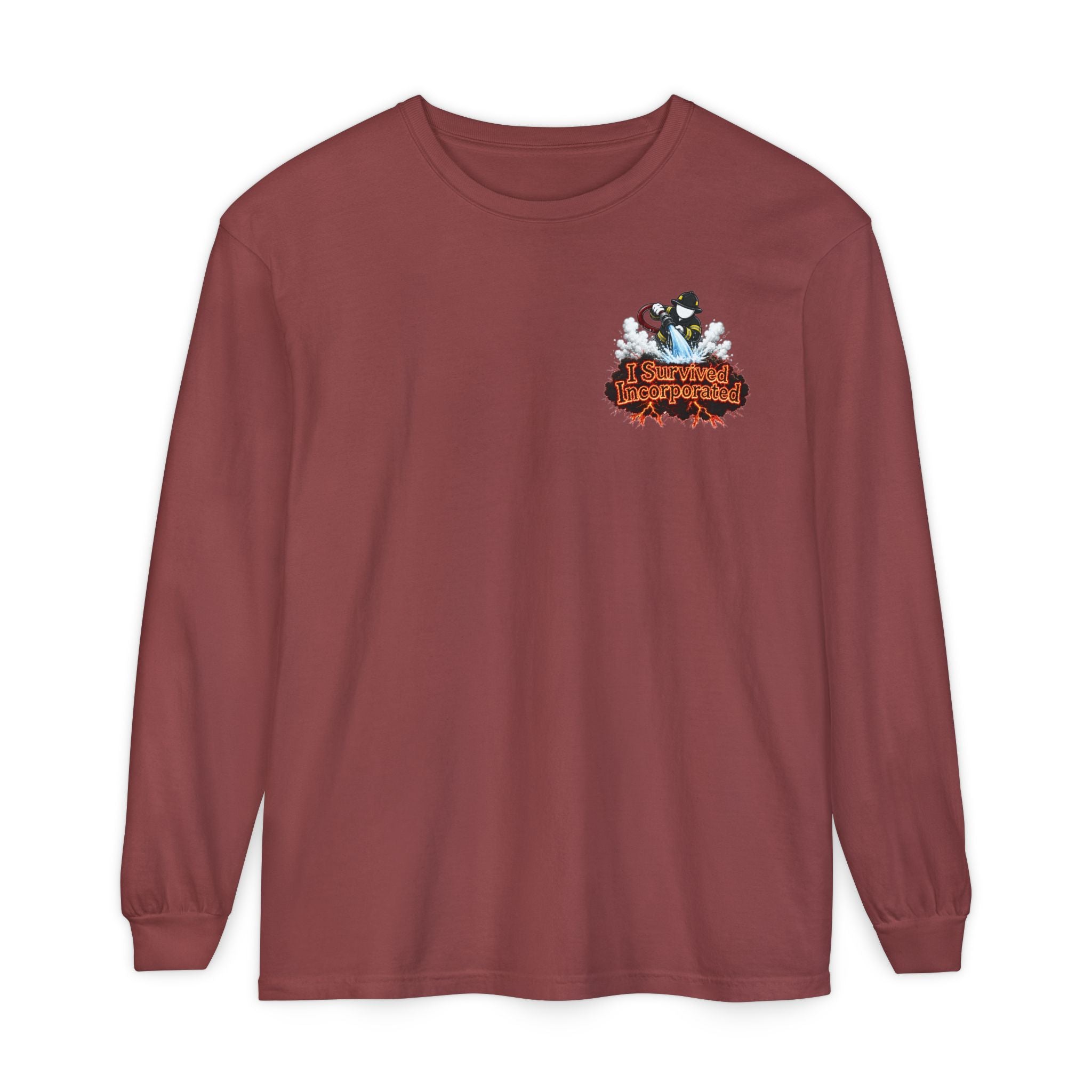 I Survived 2020 — "Please Stand By" Test Pattern Tee Wildfire Signal Edition Summer Premiere Unisex Garment-Dyed Long Sleeve T-Shirt
