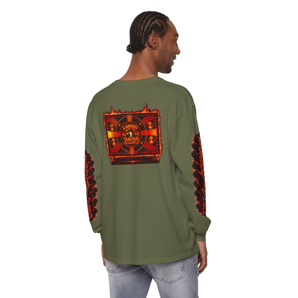 I Survived 2020 — "Please Stand By" Test Pattern Tee Special Edition Wildfire Signal Edition Summer Premiere Unisex Garment-Dyed Long Sleeve T-Shirt
