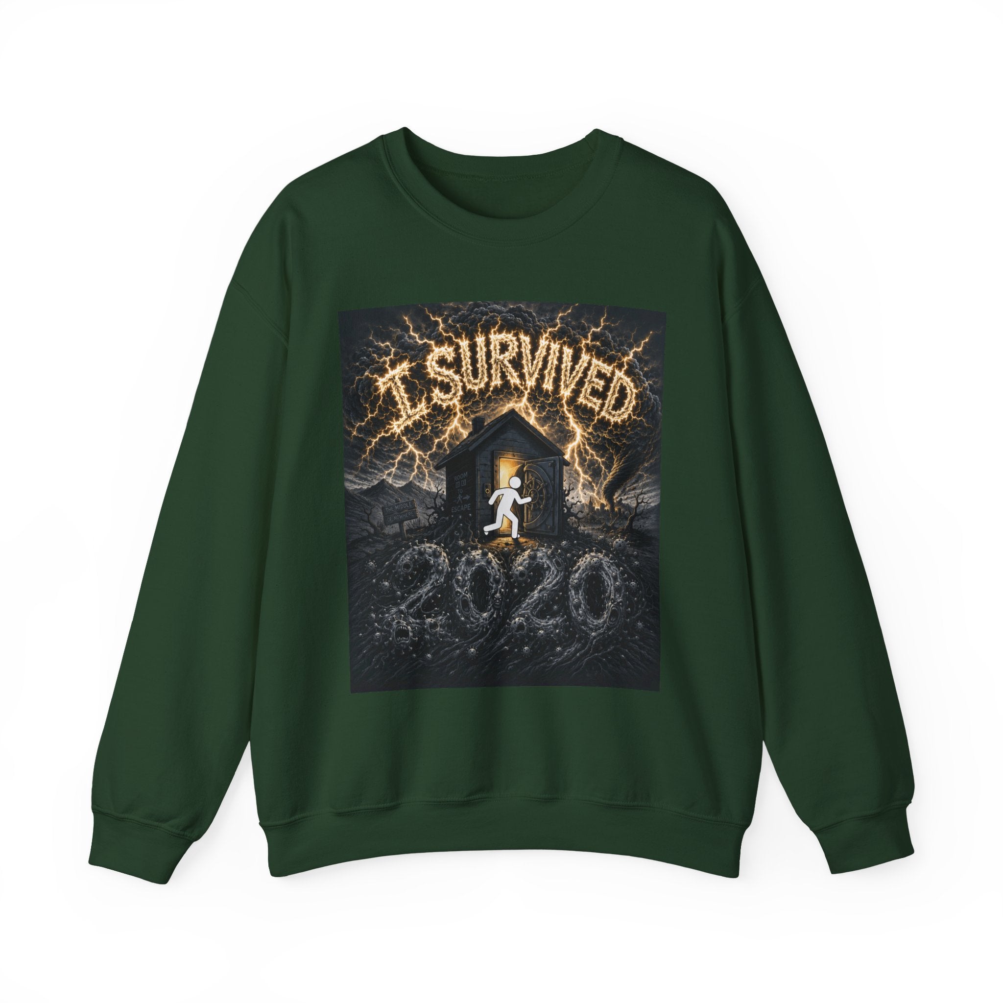 I Survived 2020 — Original Design Teaser Tee | Season 1 Premiere Drop Unisex Heavy Blend™ Crewneck Sweatshirt