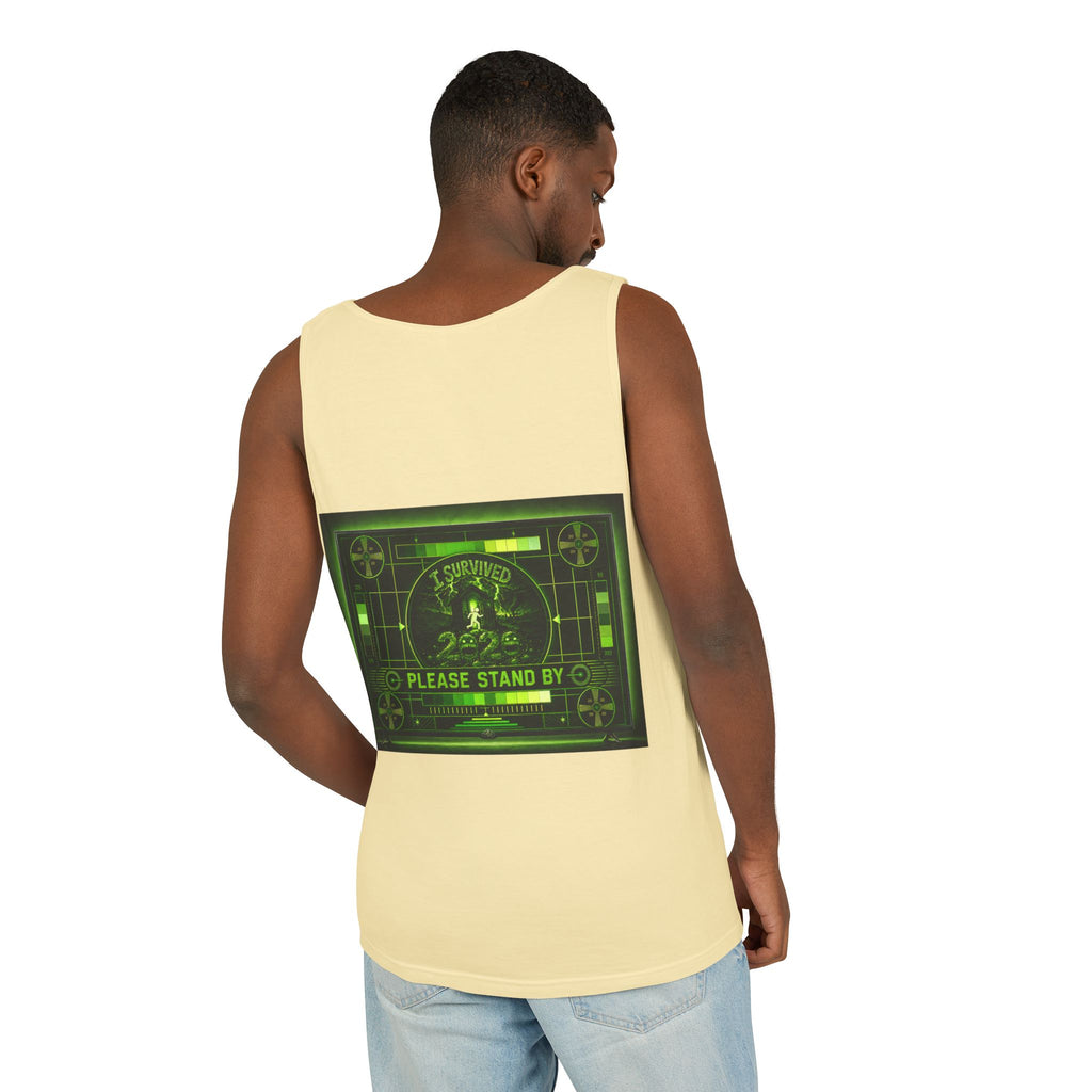 I Survived 2020 — "Please Stand By" Test Pattern Toxic Signal Tee Summer Premiere Unisex Garment-Dyed Tank Top